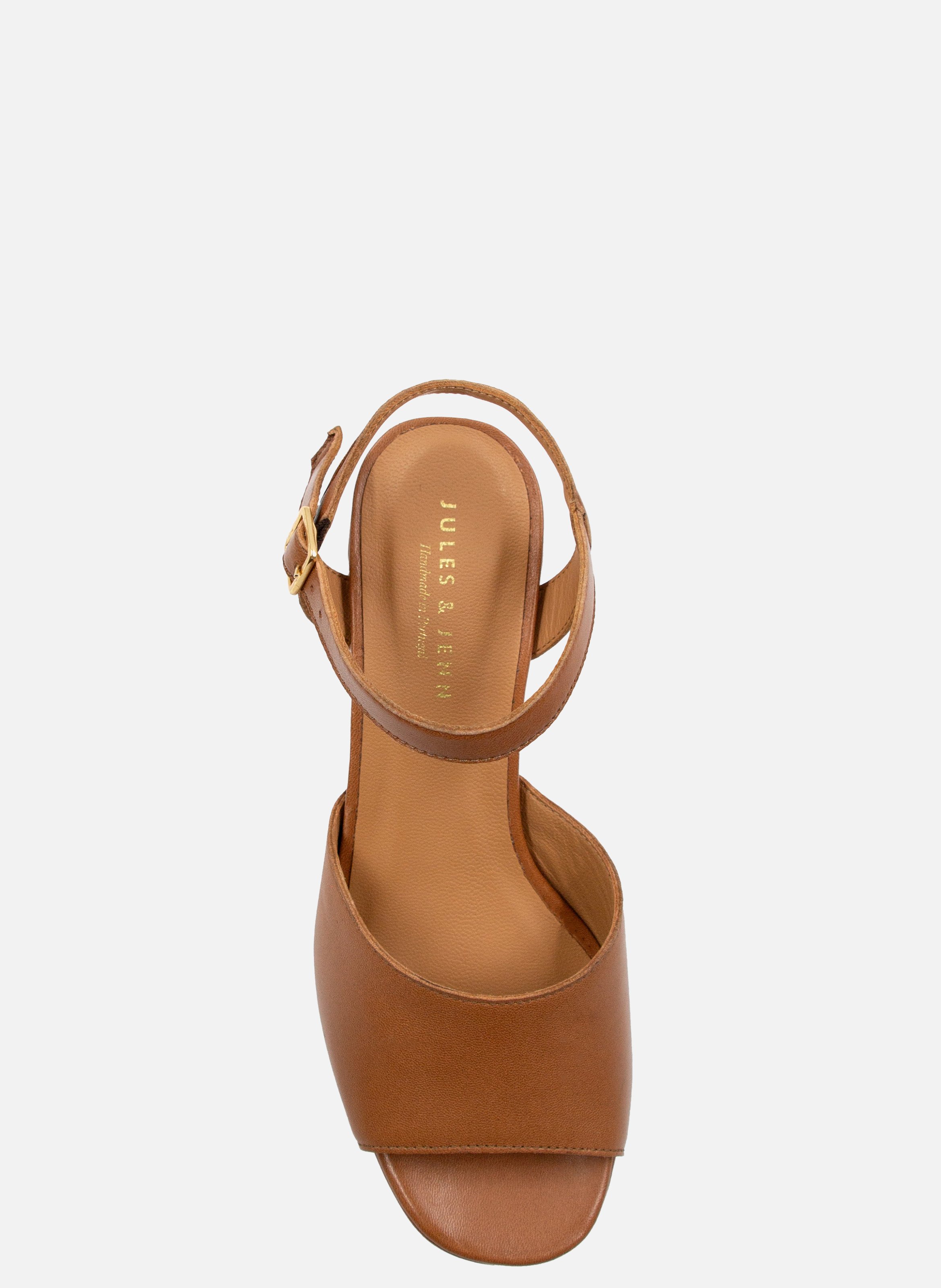 Smooth leather platform sandals JULES & JENN Brown
