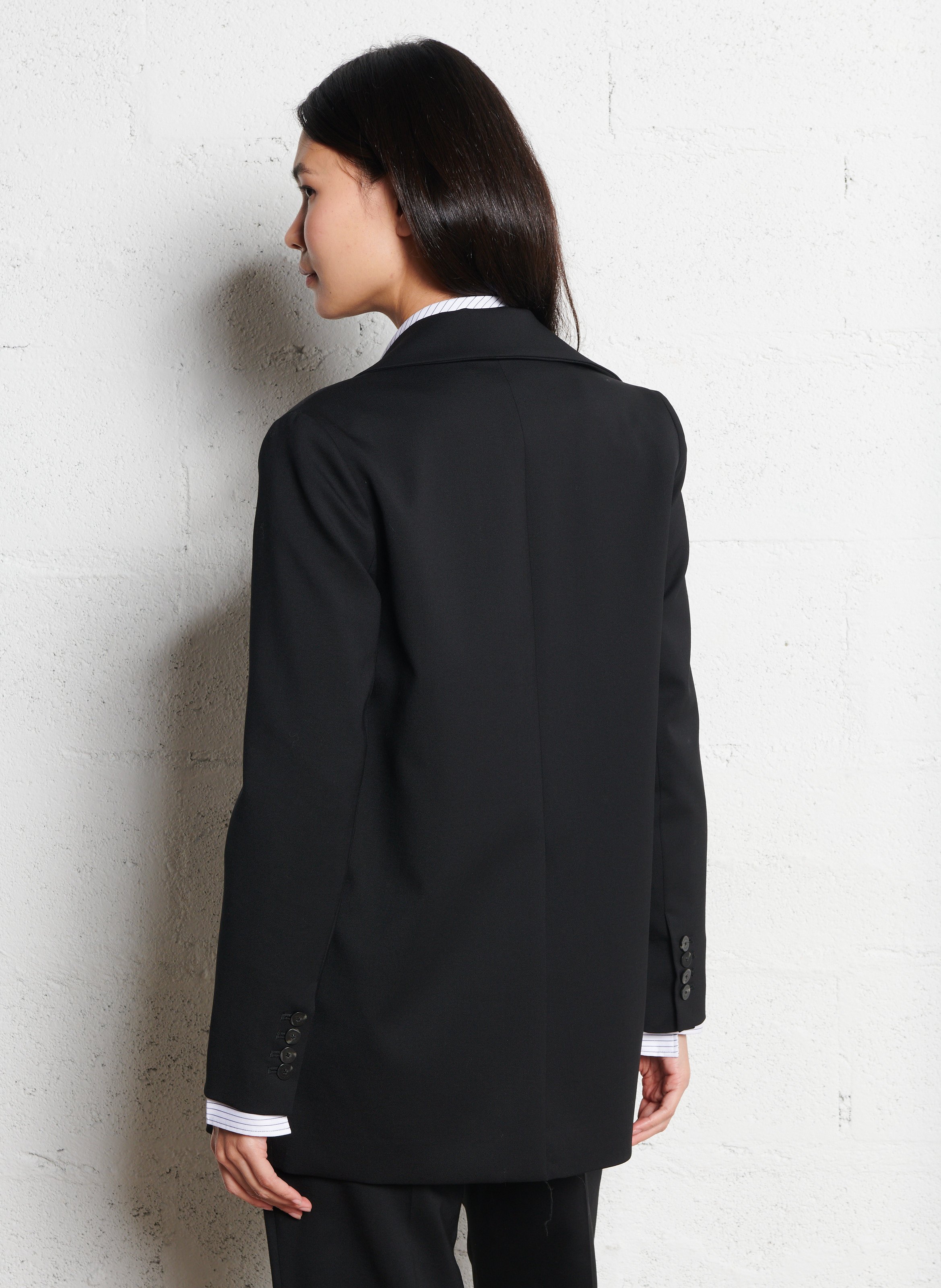 Veste col tailleur en laine vierge MARGAUX LONNBERG Noir