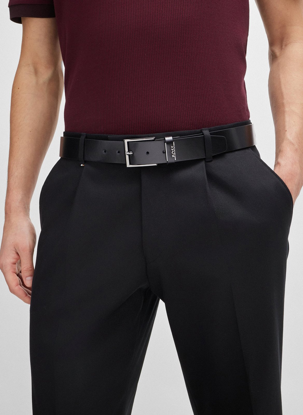 Cowskin leather belt BOSS Black