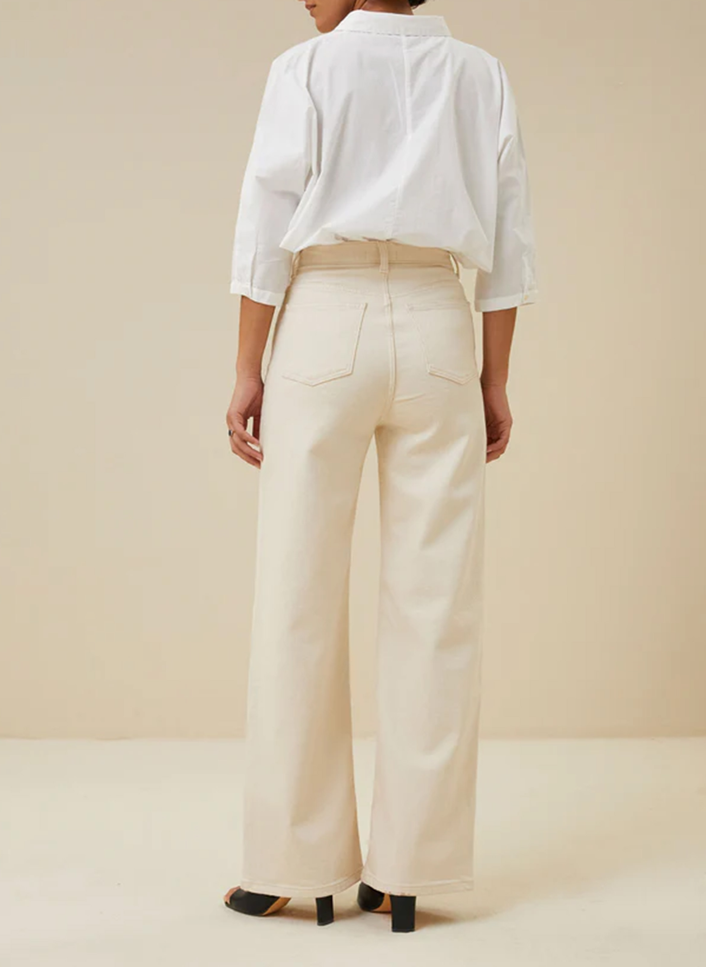 Jean droit en coton mélangé BY BAR Blanc