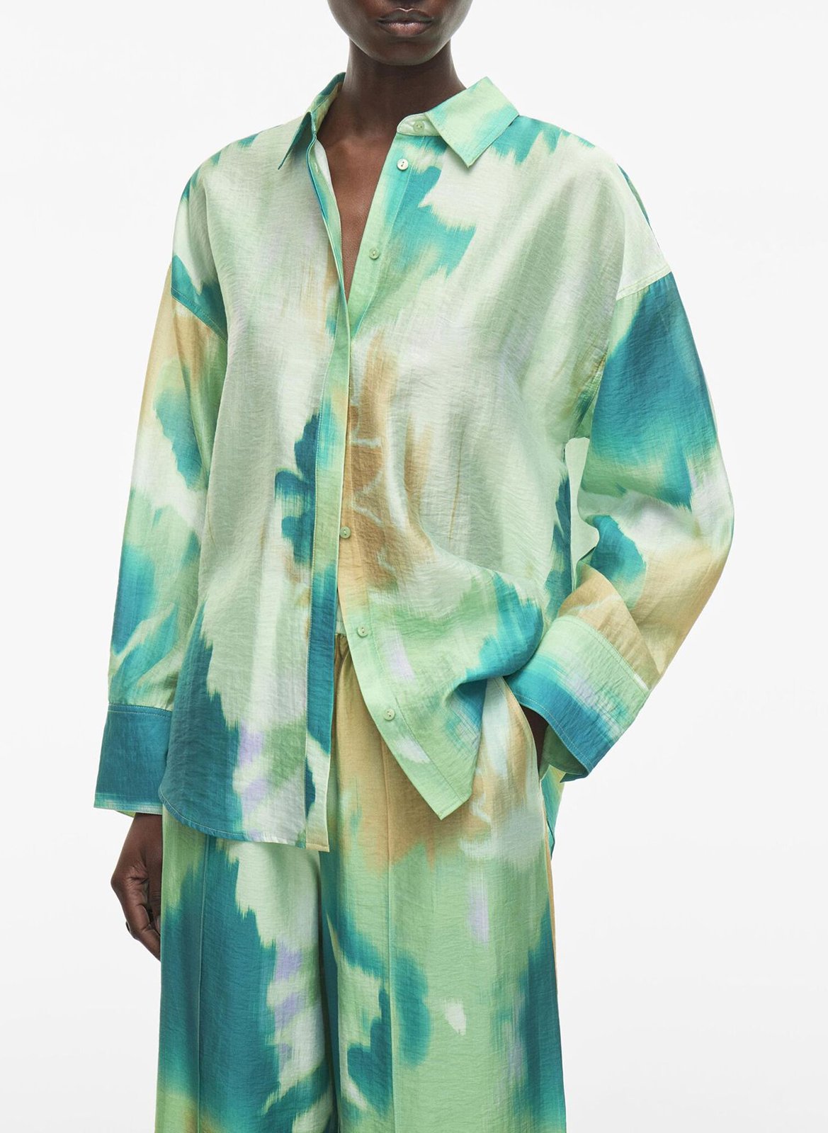 Printed straight shirt ROUGE EDIT Green