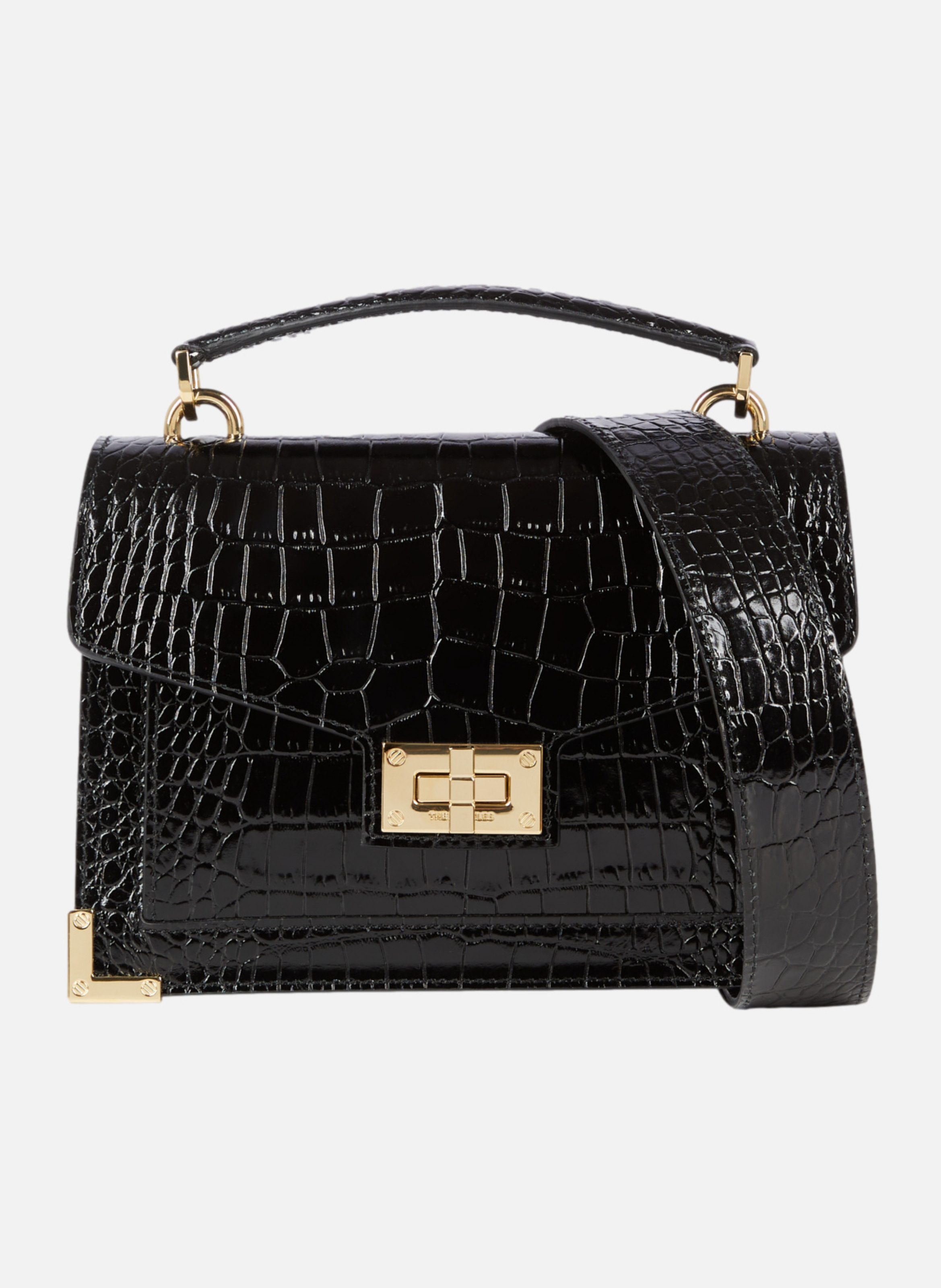 Emily small crocodile-effect leather bag THE KOOPLES Black