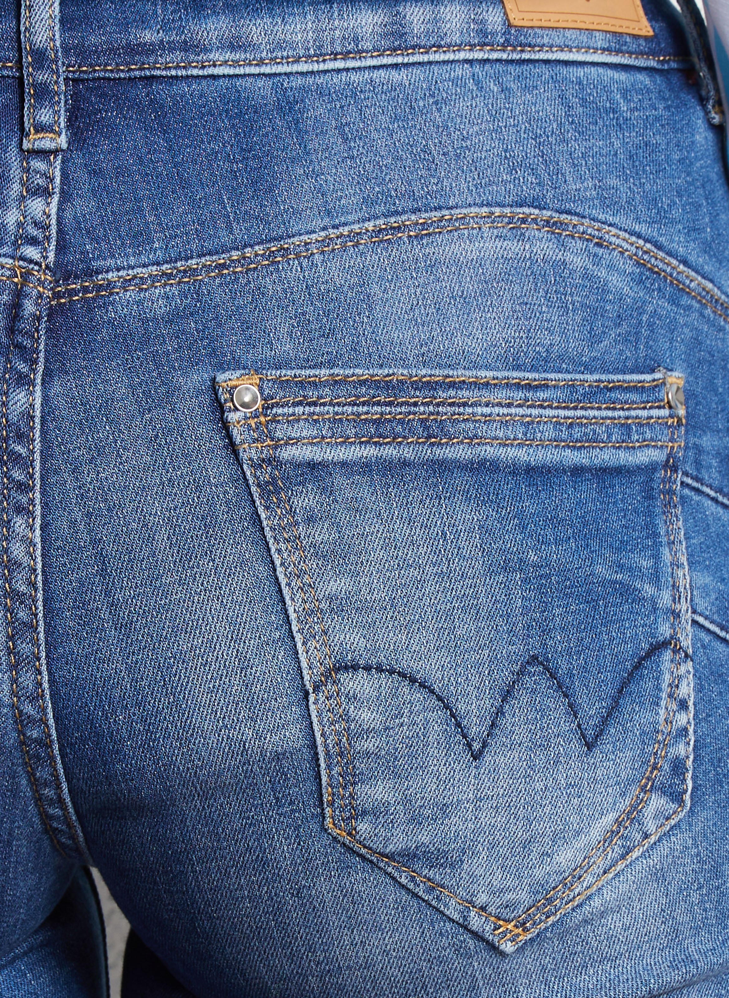 Cropped cotton blend jeans LE TEMPS DES CERISES Blue