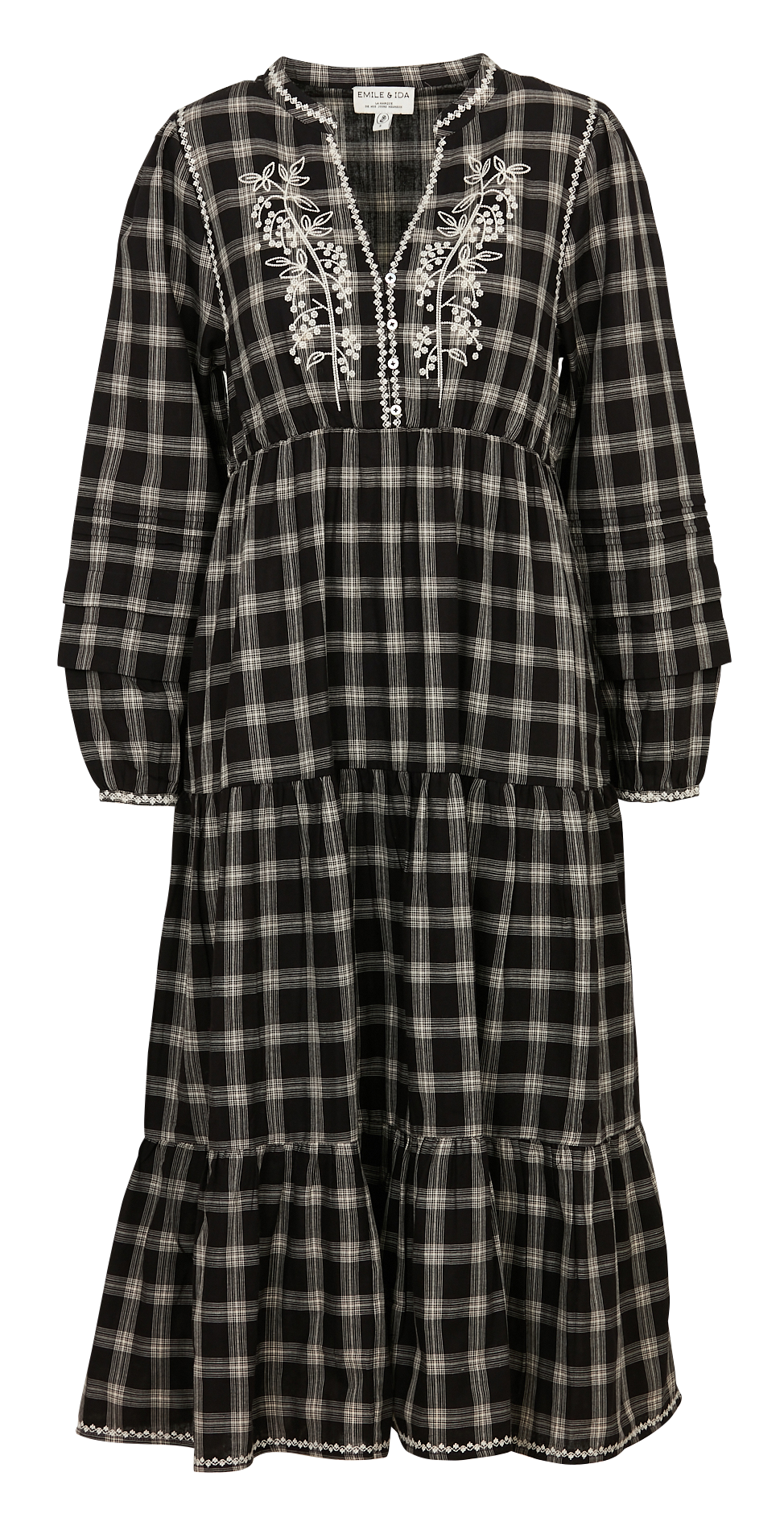 Checked henley midi dress EMILE ET IDA Black