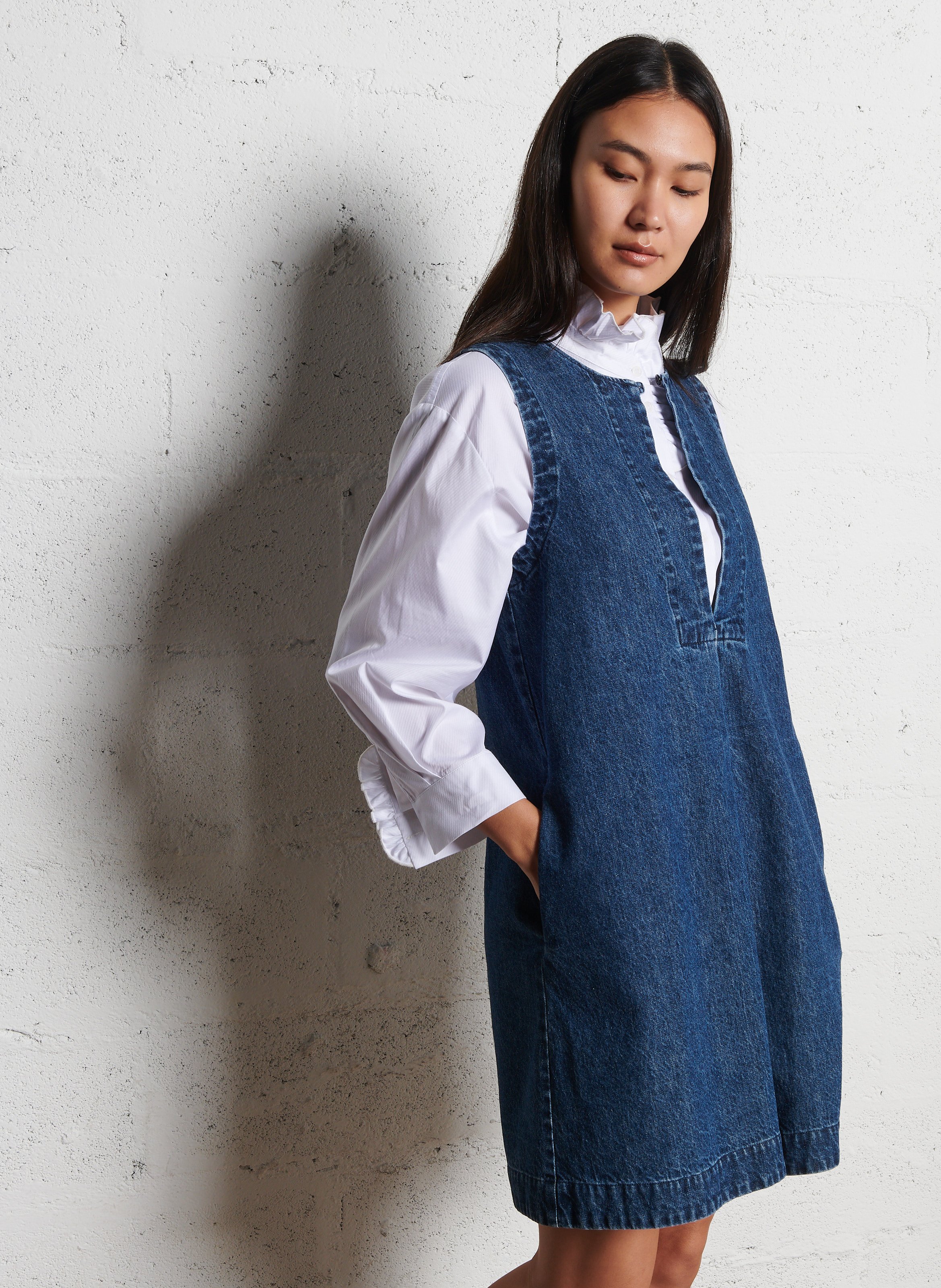 Robe courte en coton bio mélangé SUZIE WINKLE Bleu