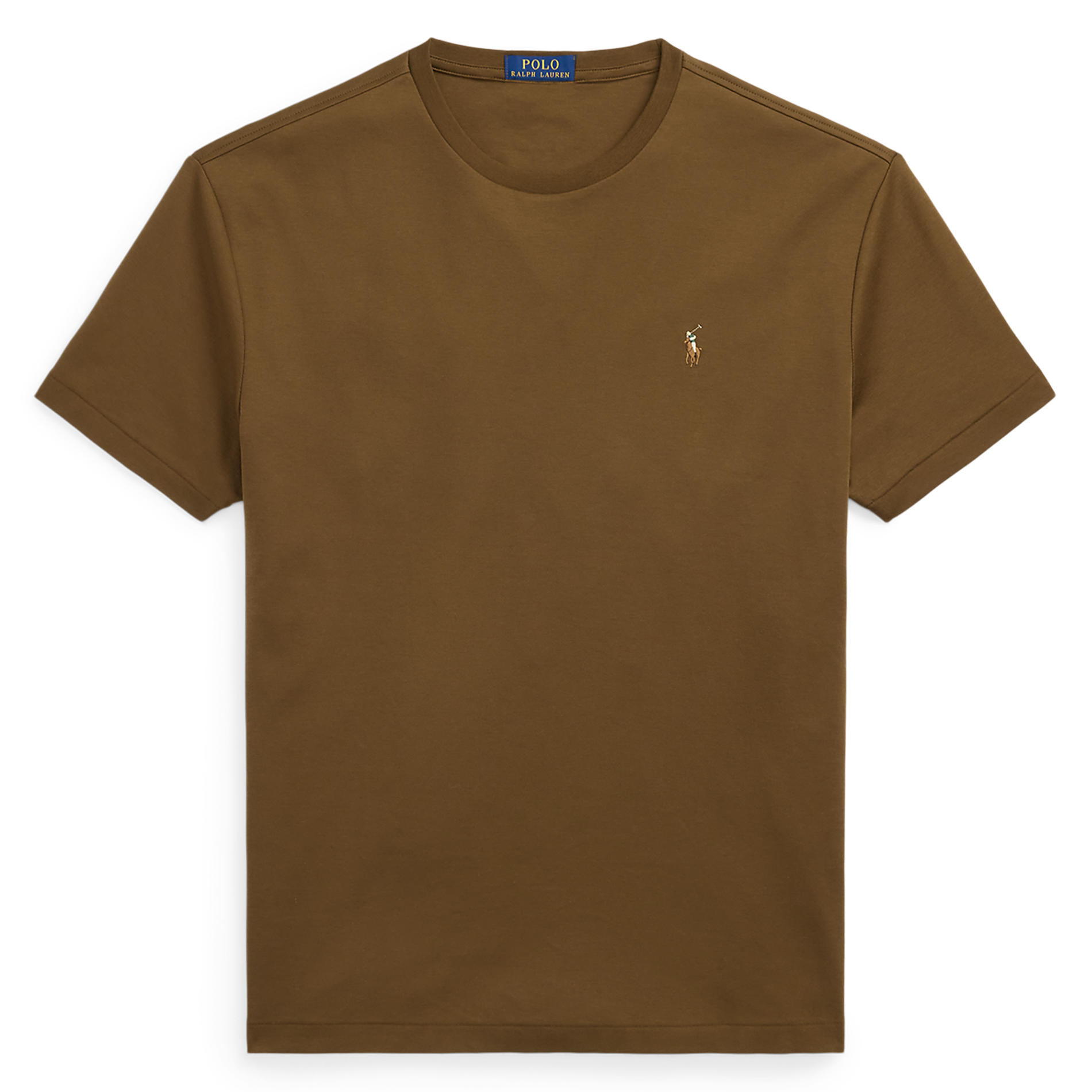 Tee-shirt col rond slim-fit en coton pima avec Pony Player POLO RALPH LAUREN Marron