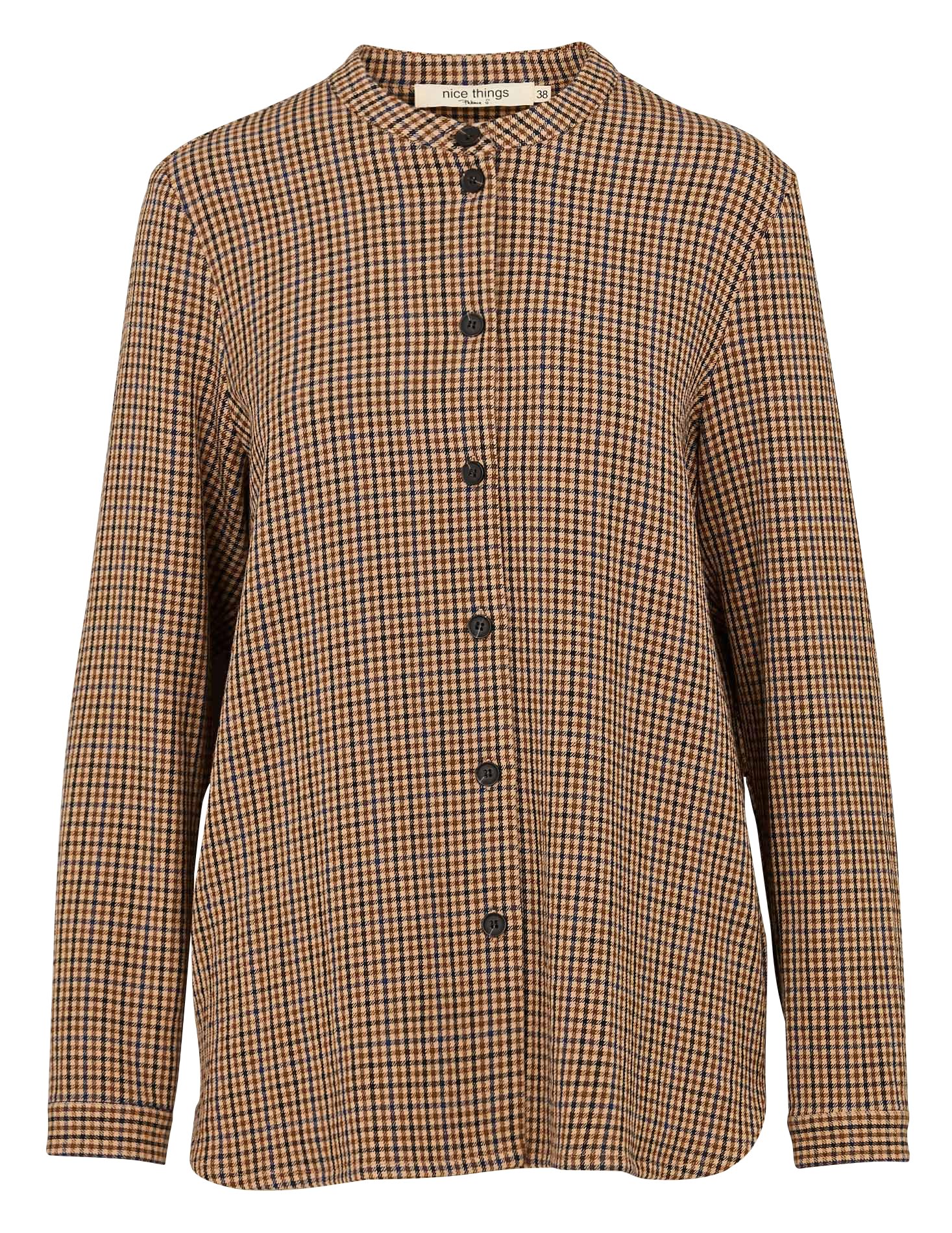 Oversized checkered overshirt NICE THINGS Beige