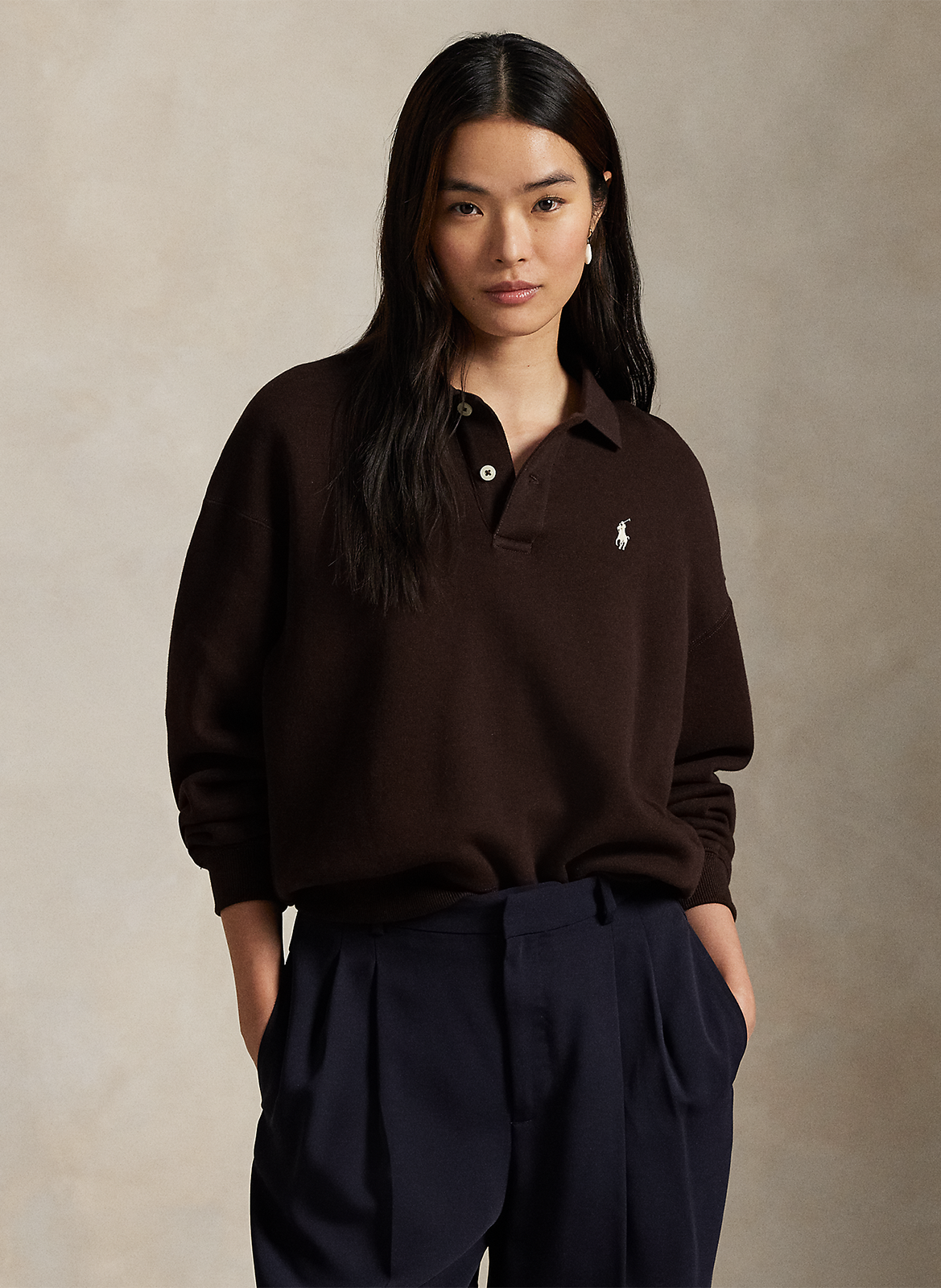 Pull oversize en coton mélangé POLO RALPH LAUREN Marron