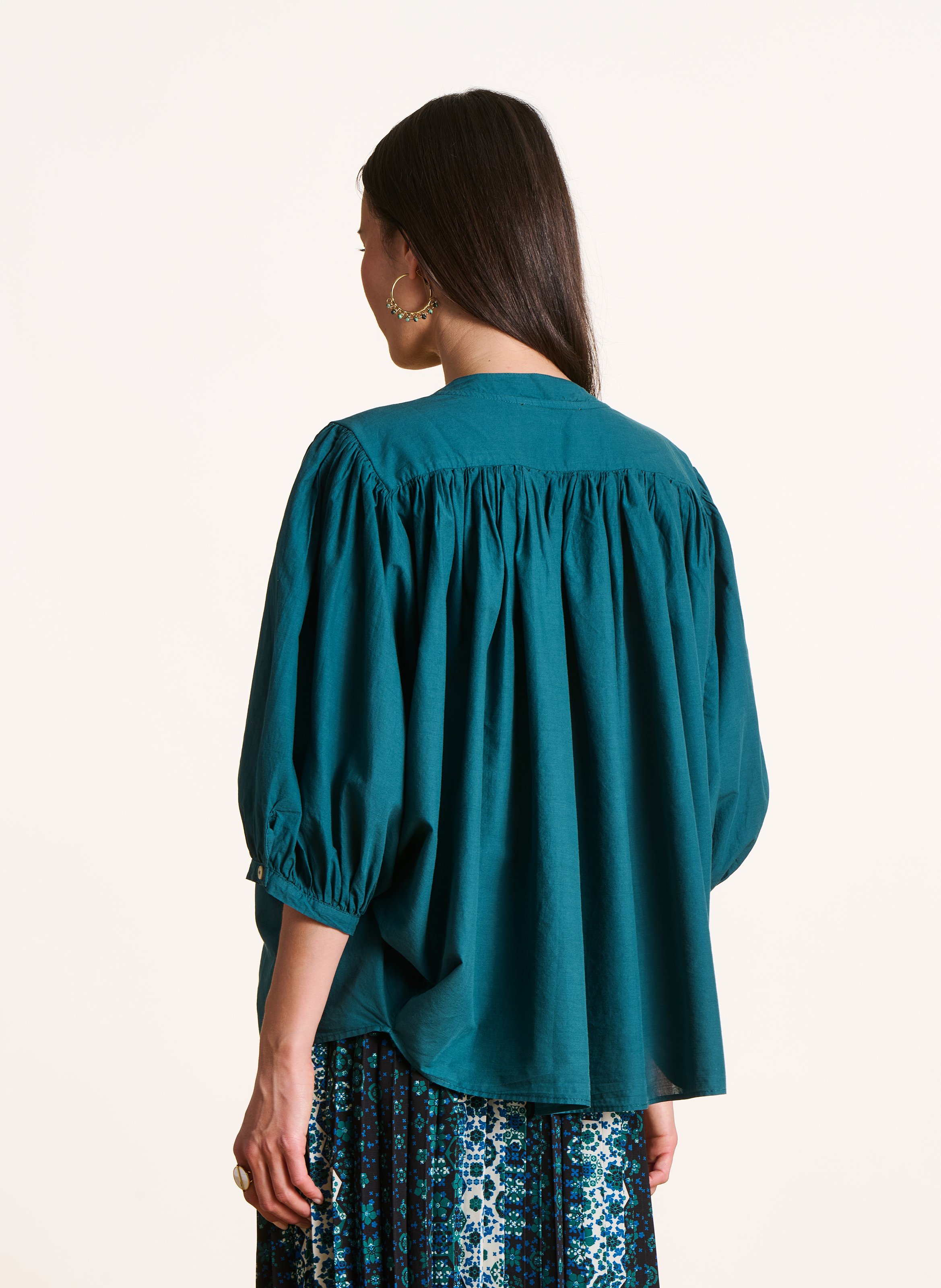 Loose plain cotton shirt LA FEE MARABOUTEE Blue