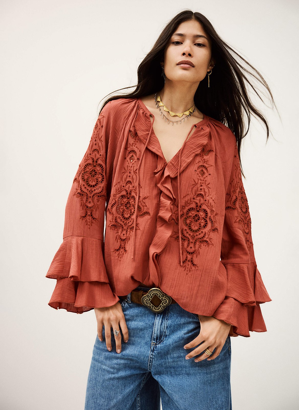 Oversized geborduurde blouse BA&SH Roze