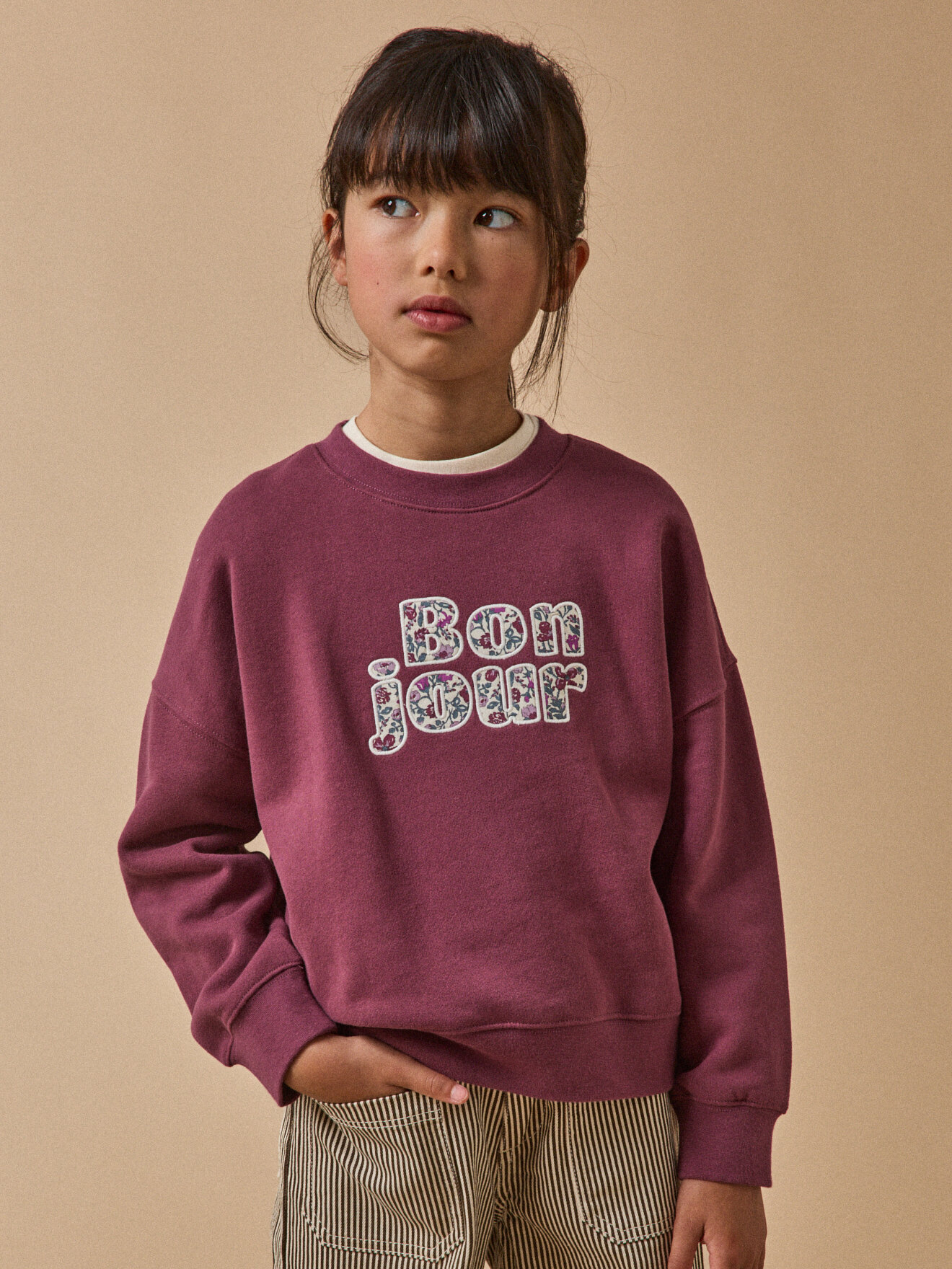 Organic cotton message sweatshirt CYRILLUS Red