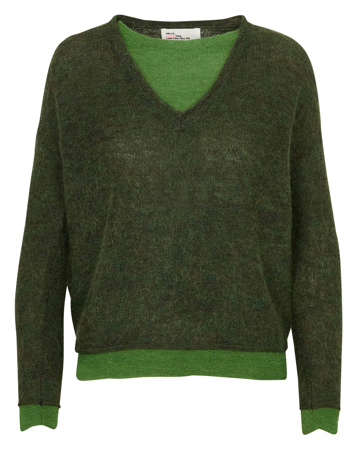 Trui met ronde hals en overlappende laag van gemengde wol LEON & HARPER Groen