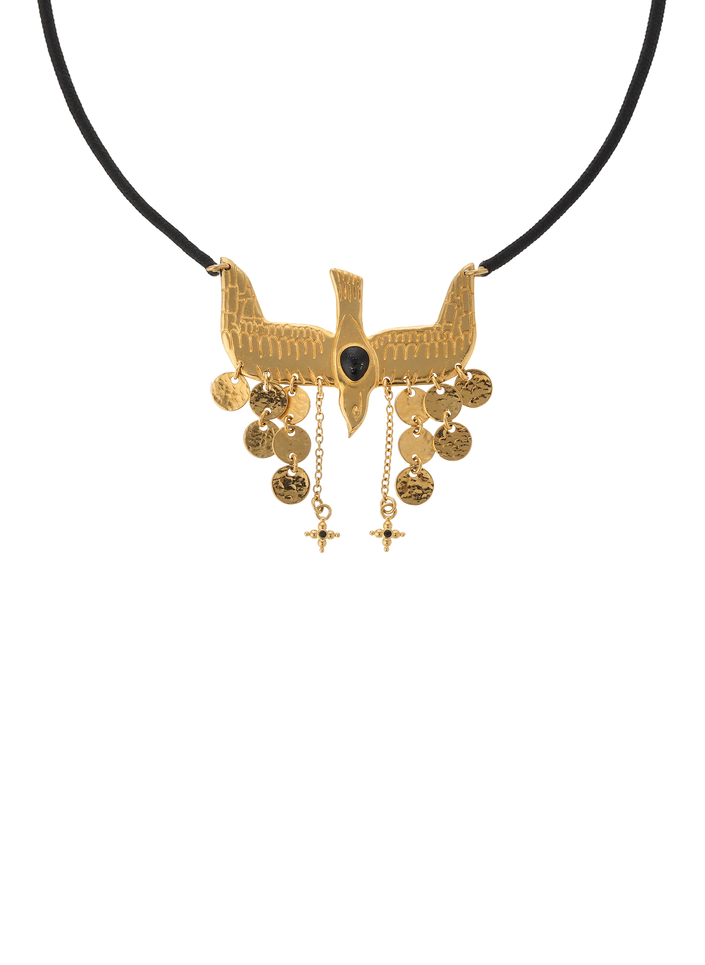 Cord necklace with eagle pendant HIPANEMA Black
