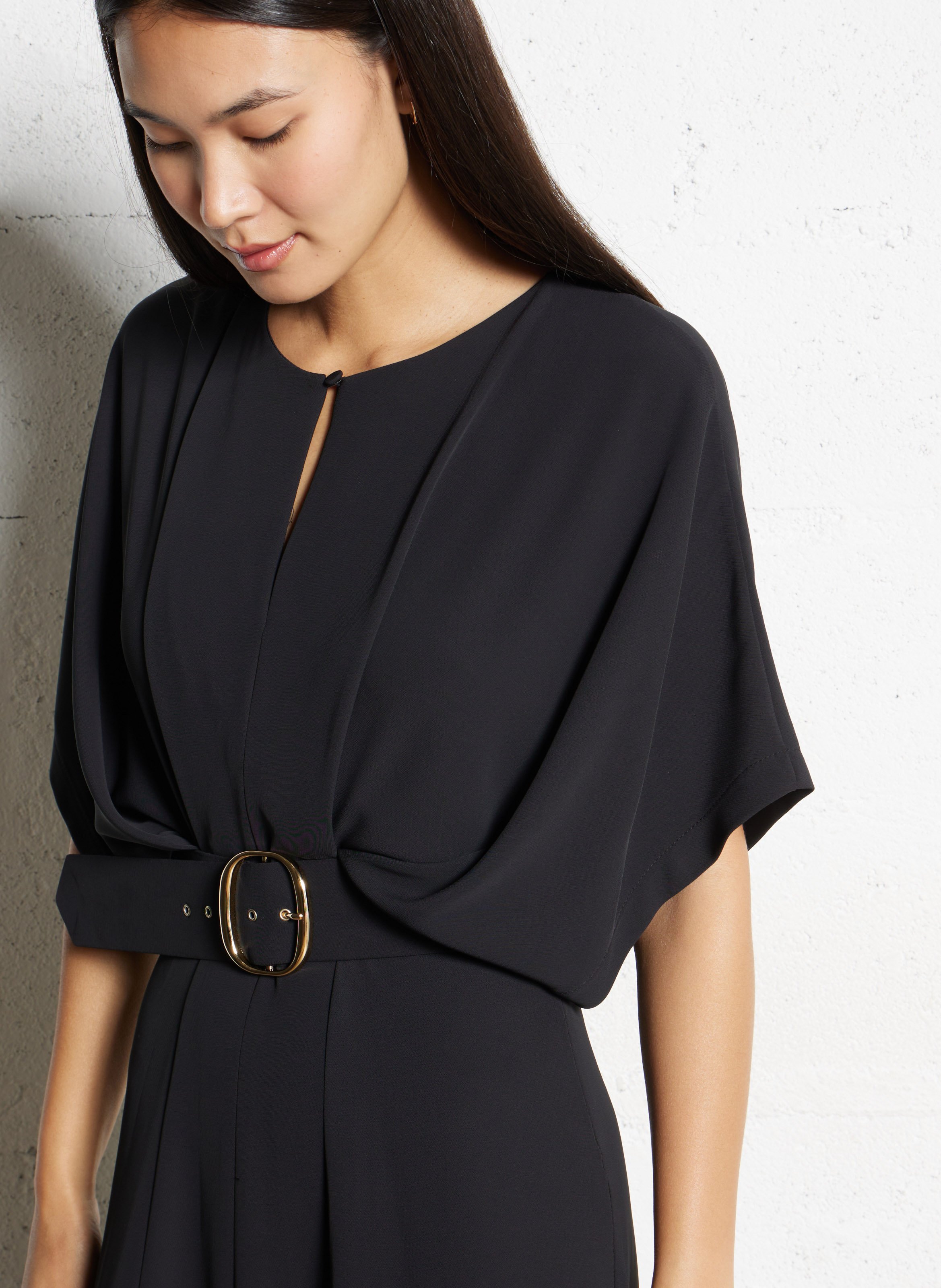 Long fitted round-neck dress IMPERIAL Black