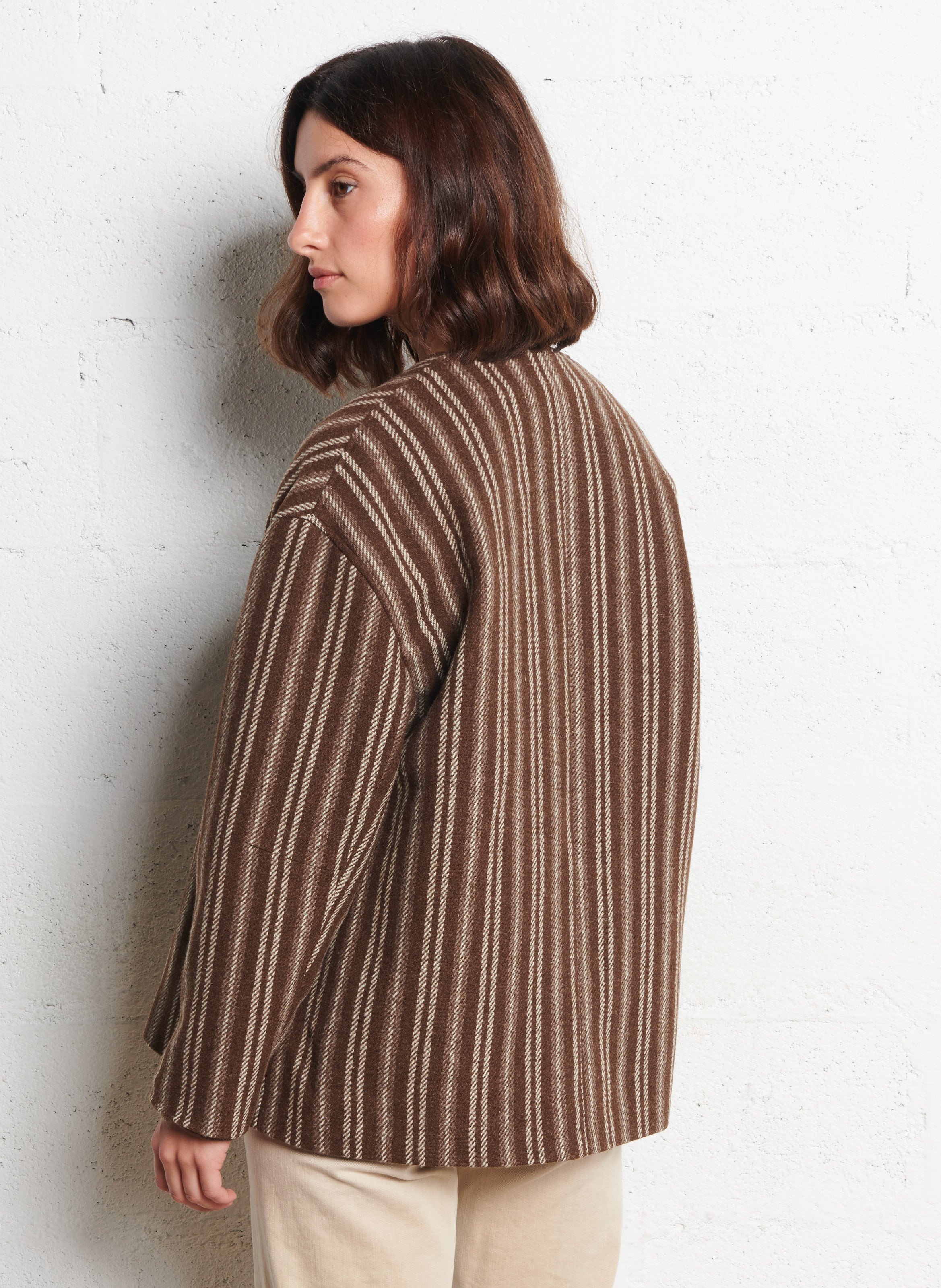 Short striped wool jacket HOD PARIS Brown