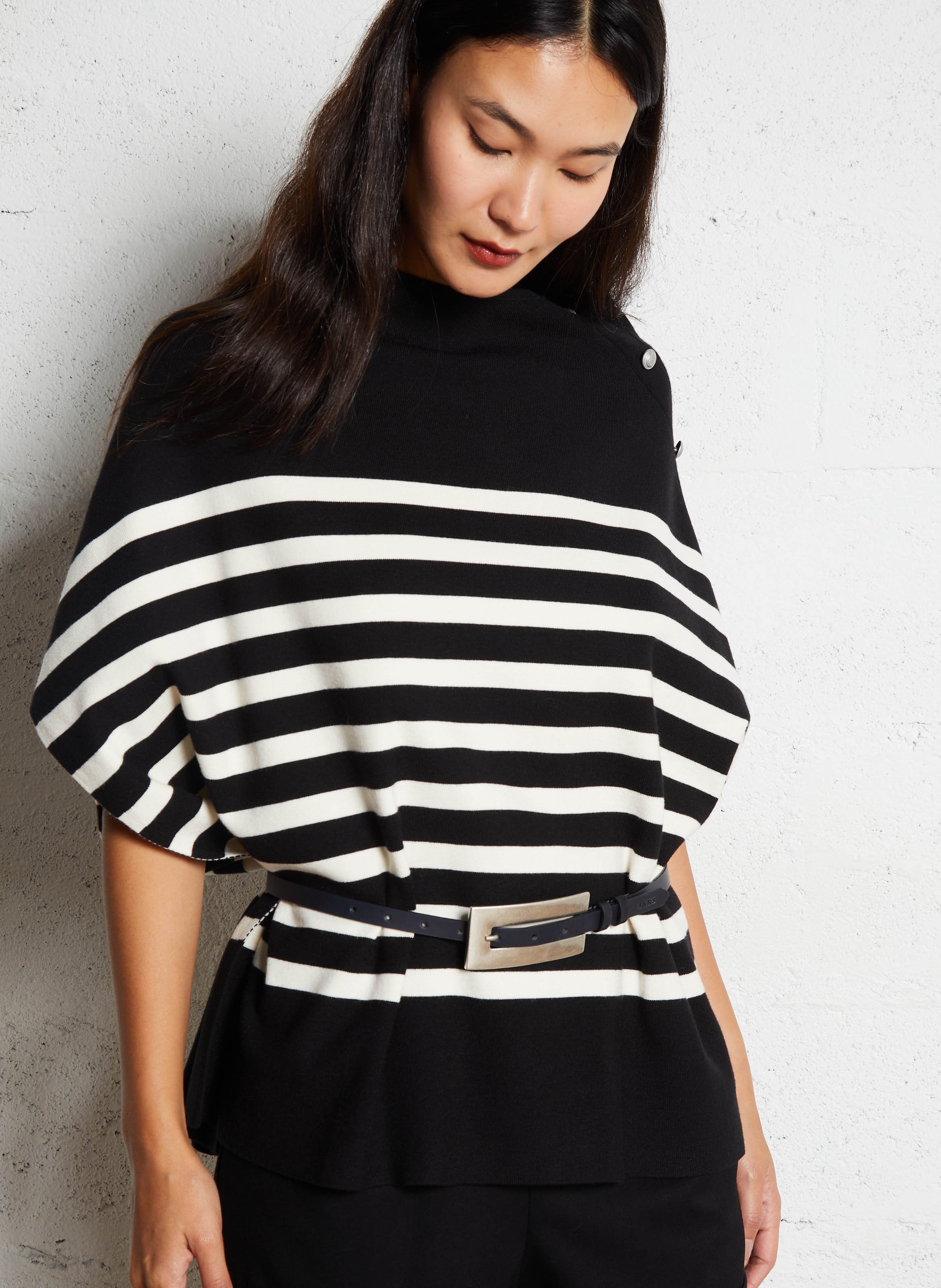 Striped cape with decorative buttons IKKS Black