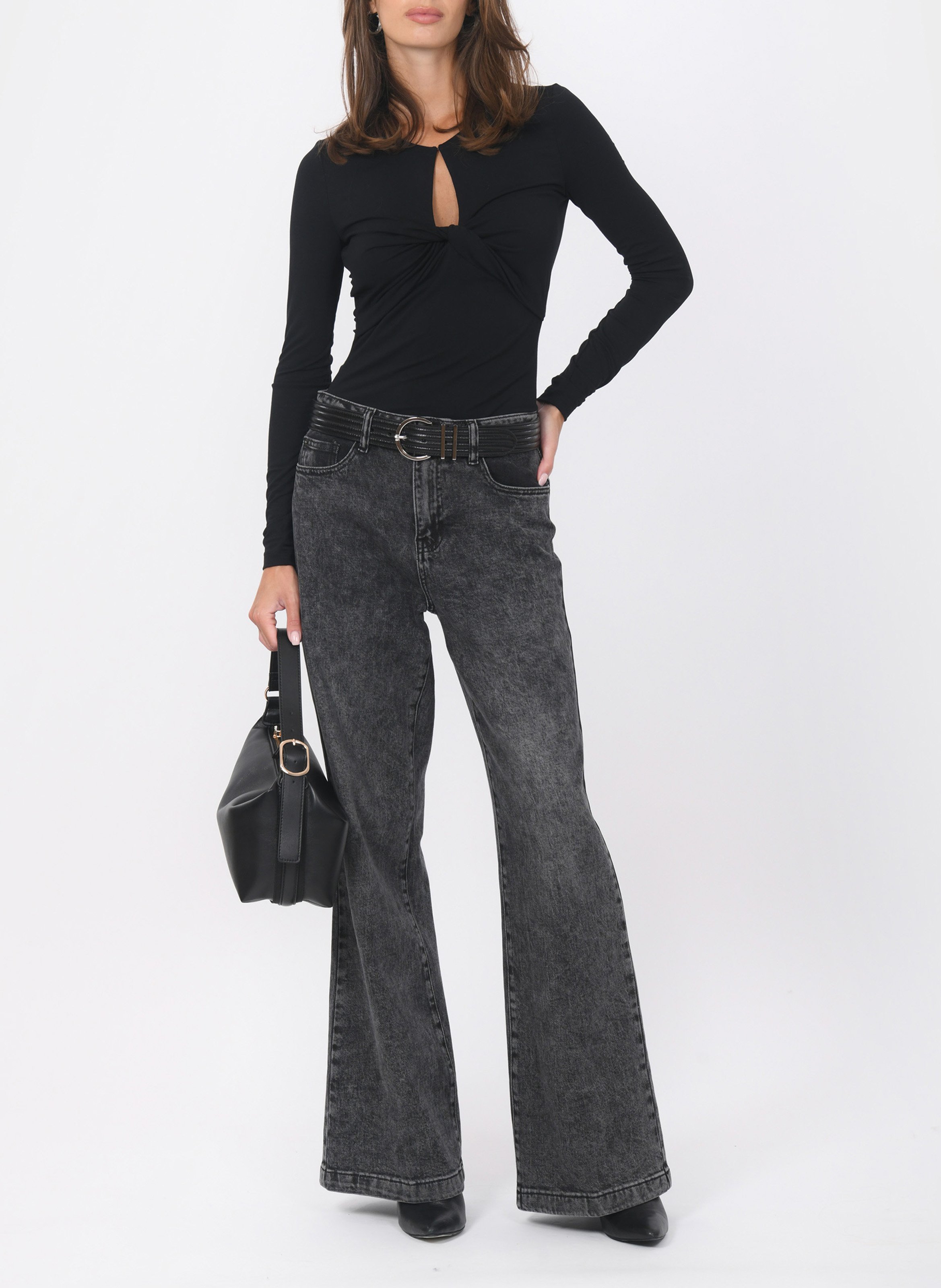 Cotton-blend straight jeans KOOKAI Black