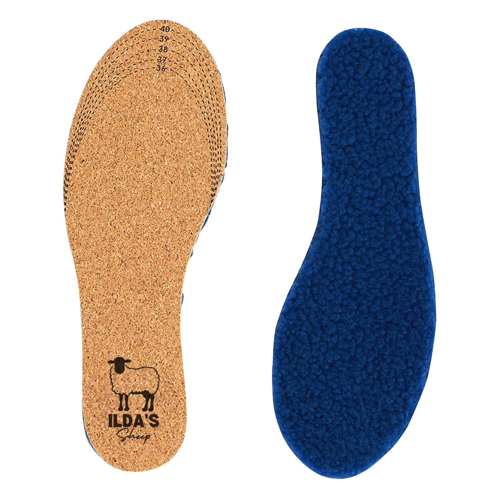 Semelles en laine mérinos et liège ILDA'S SHEEP Bleu