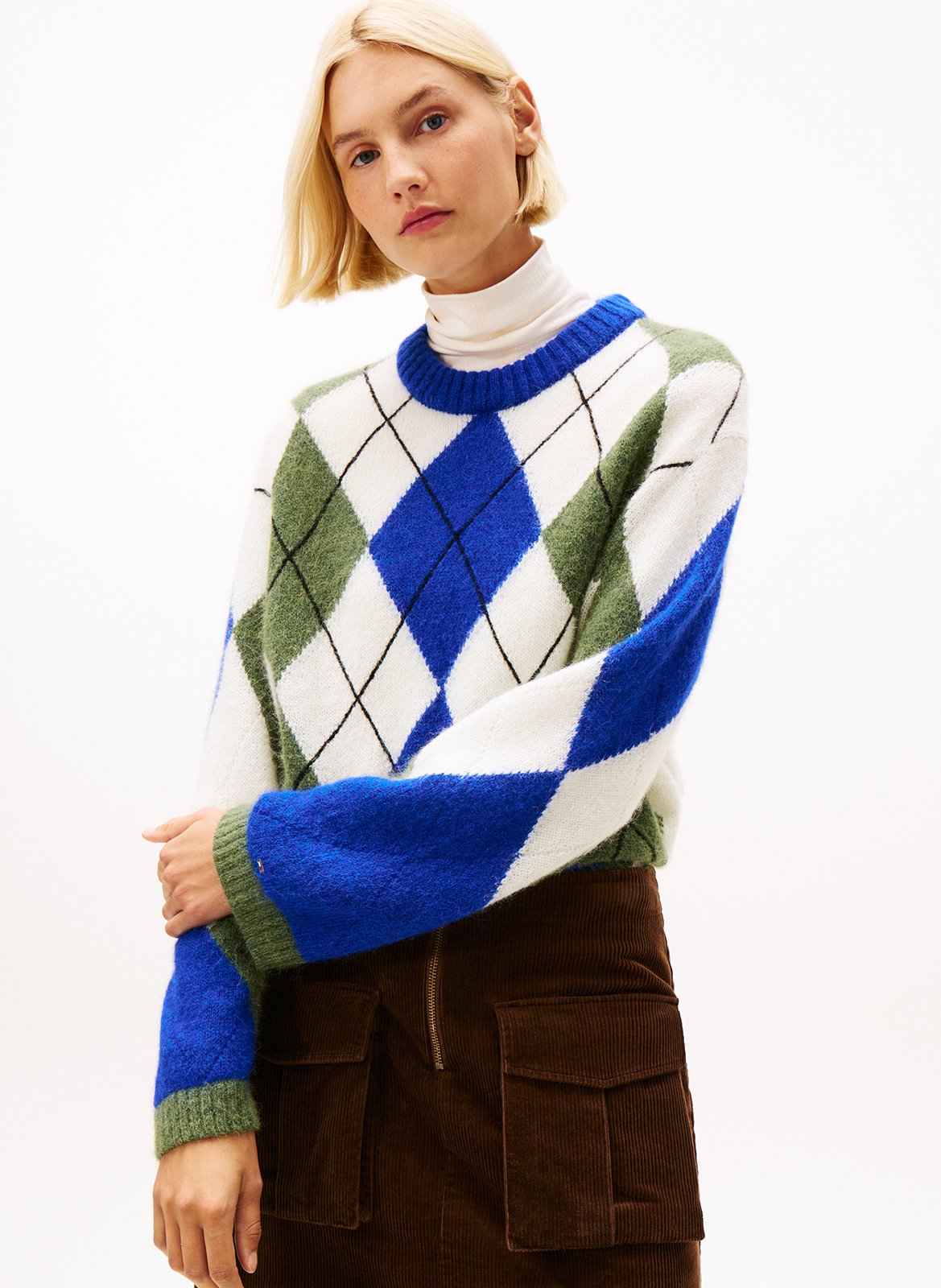 Pull droit imprimé en laine mélangée TOMMY HILFIGER Multicolore