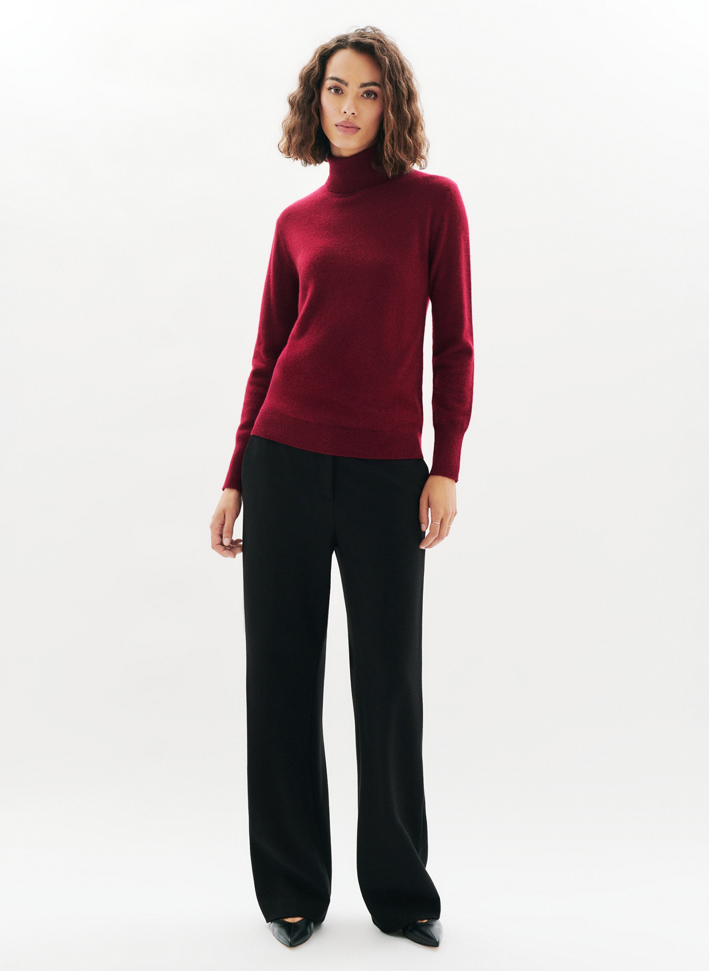 Cashmere straight-cut turtleneck sweater CAROLL Red