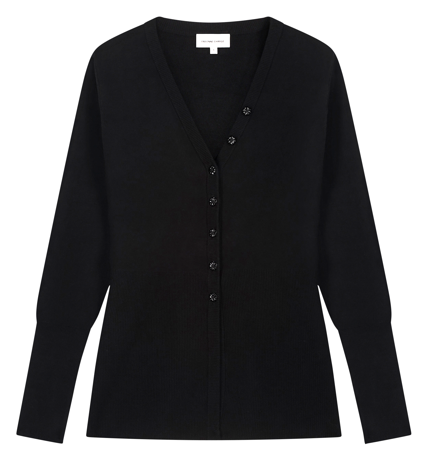 Gilet cintré uni à boutons bijoux FABIENNE CHAPOT Noir