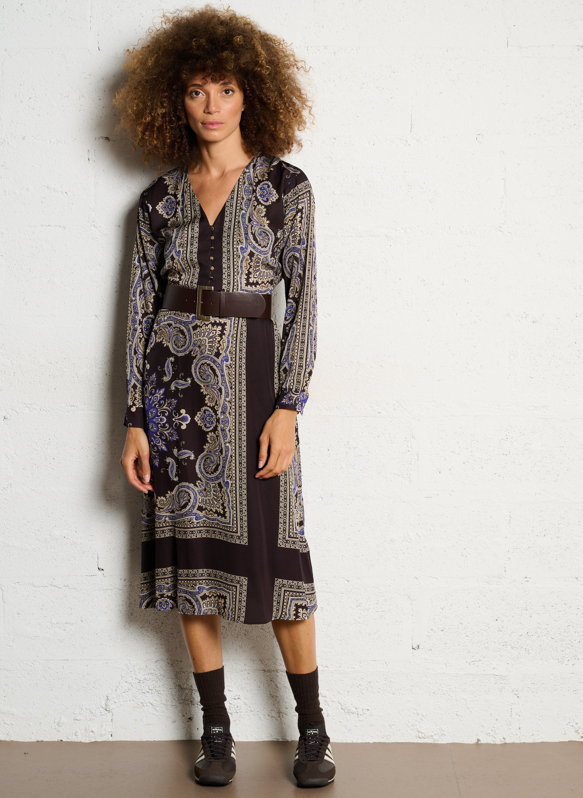 Robe fluide imprimée à ceinture LIU JO Multicolore