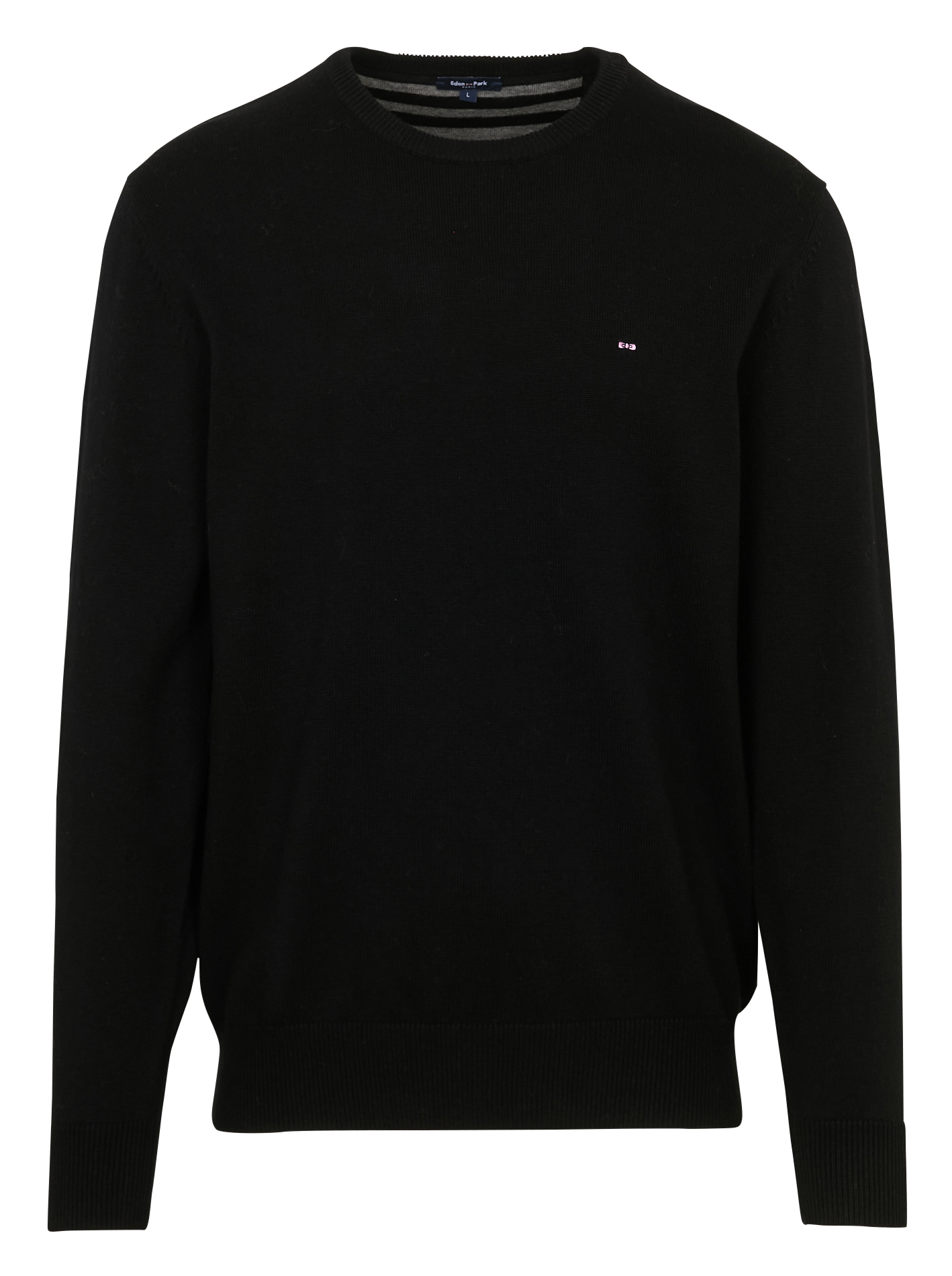 Pull droit col rond en laine et coton EDEN PARK Noir