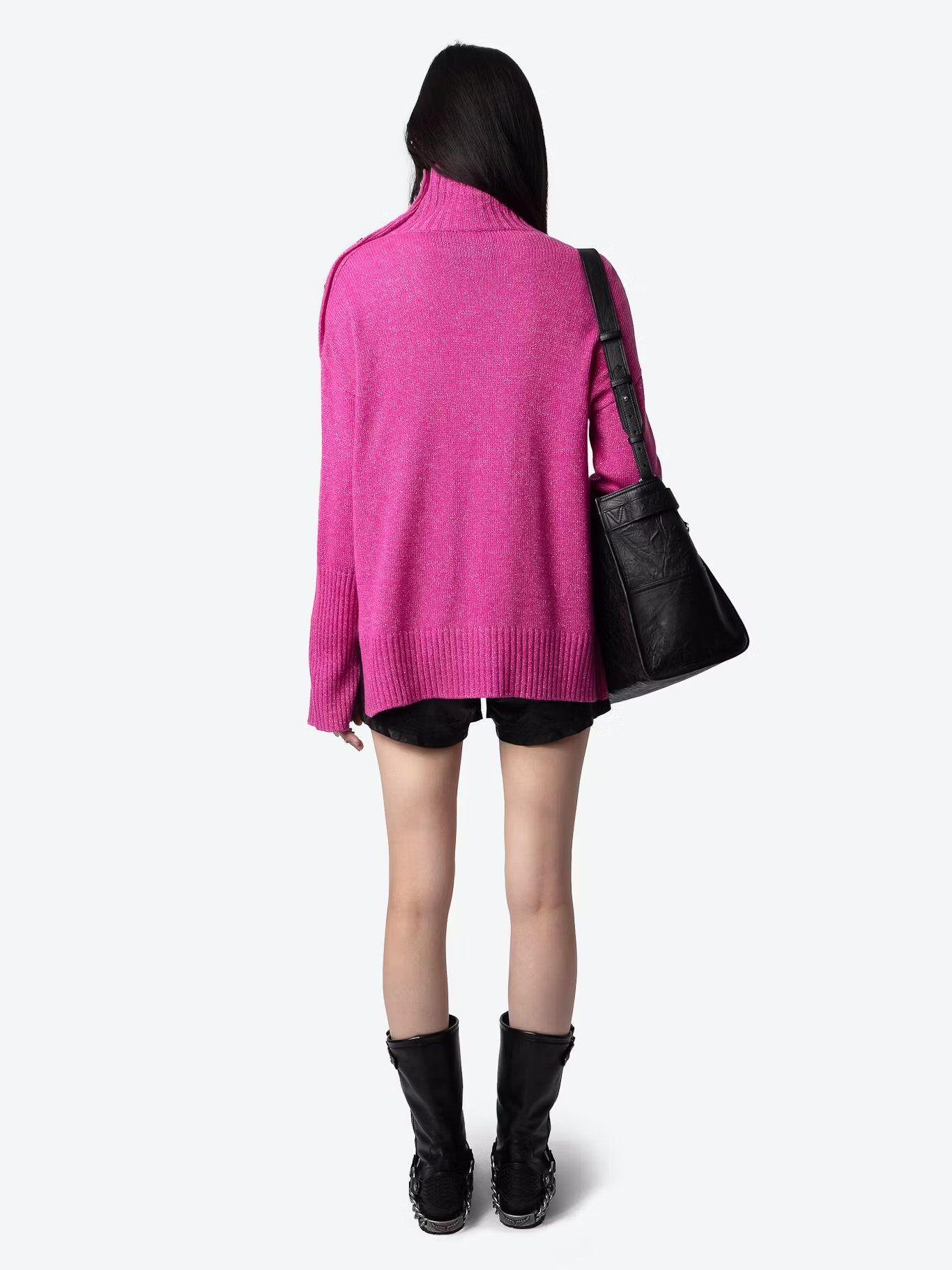 Pull droit col montant en cachemire mélangé ZADIG&VOLTAIRE Rose