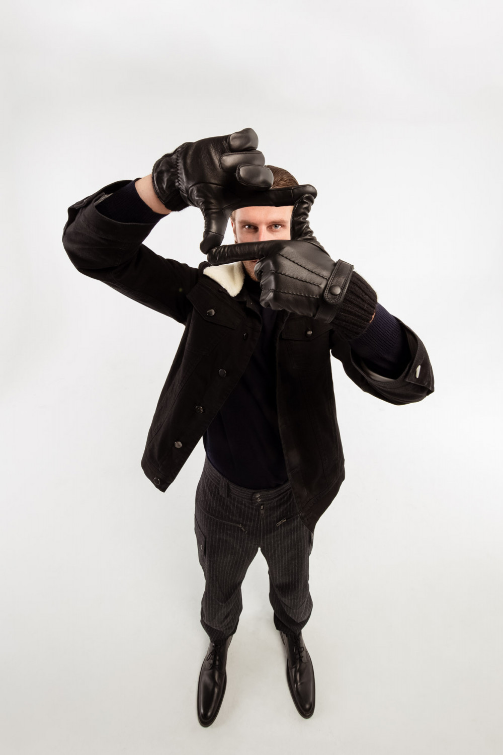 Georges leather gloves lined with alpaca wool AGNELLE Black