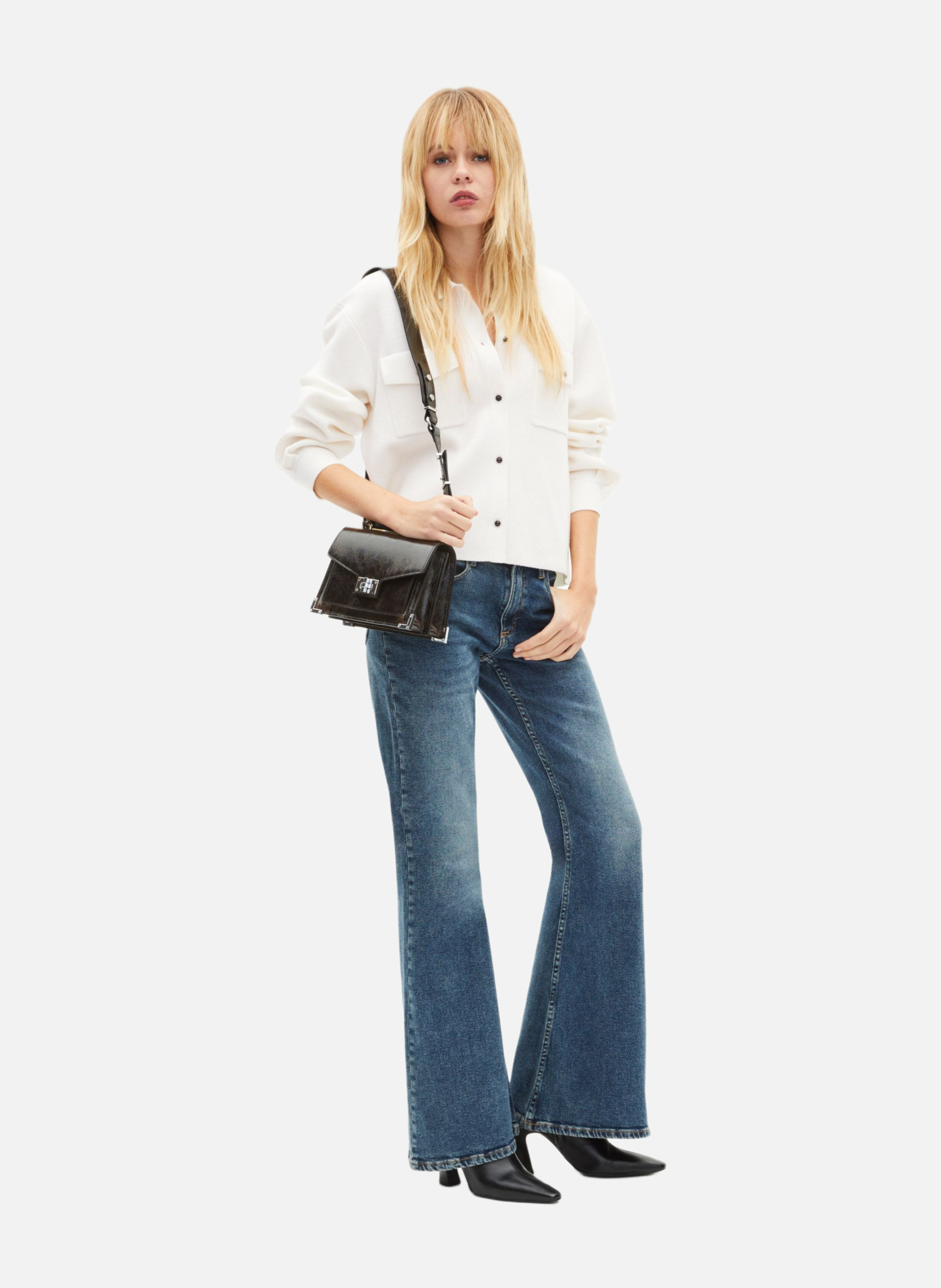 Emily cracked leather bag THE KOOPLES Brown