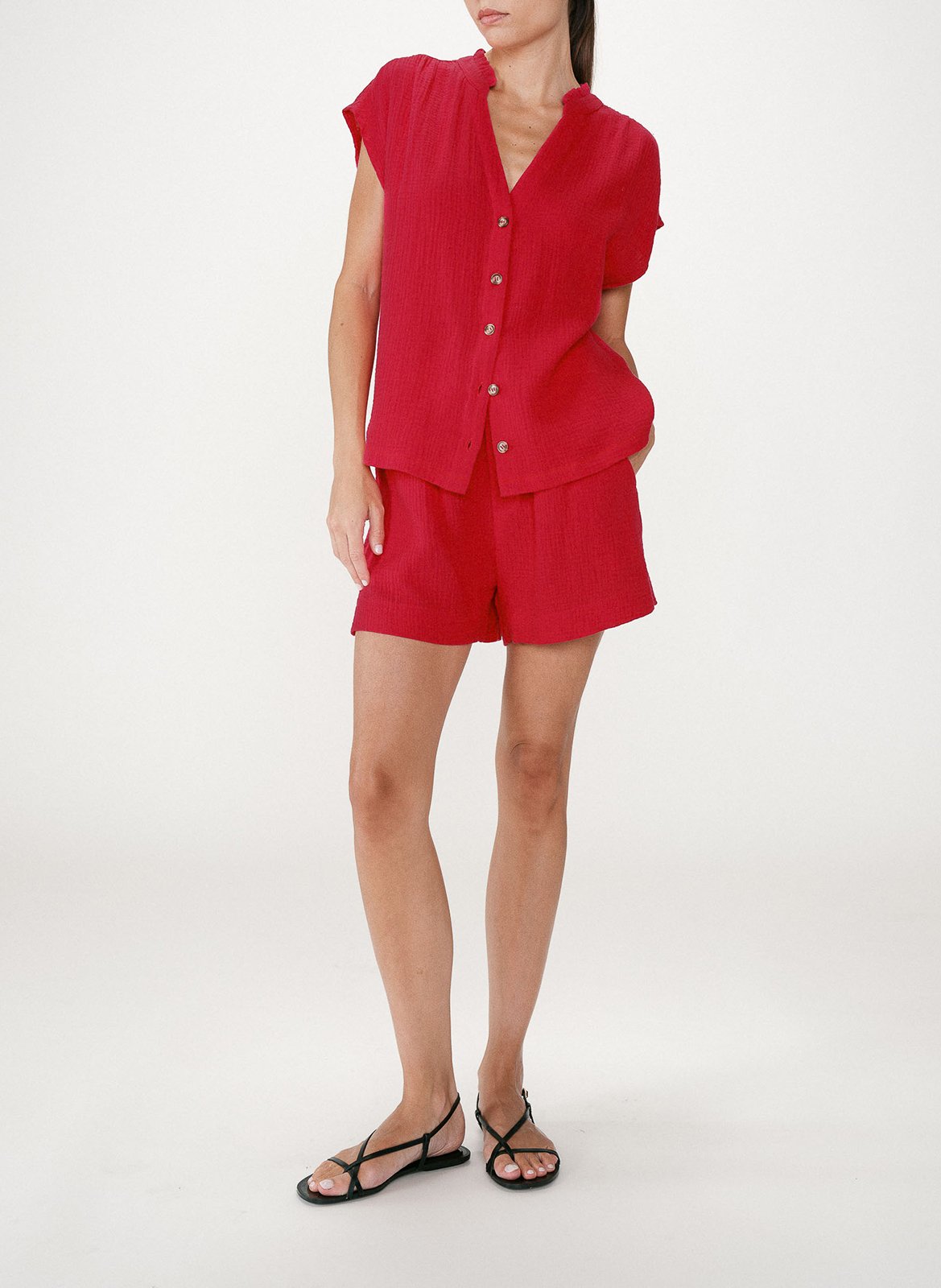 Top en coton col tunisien GRACE ET MILA Rosa