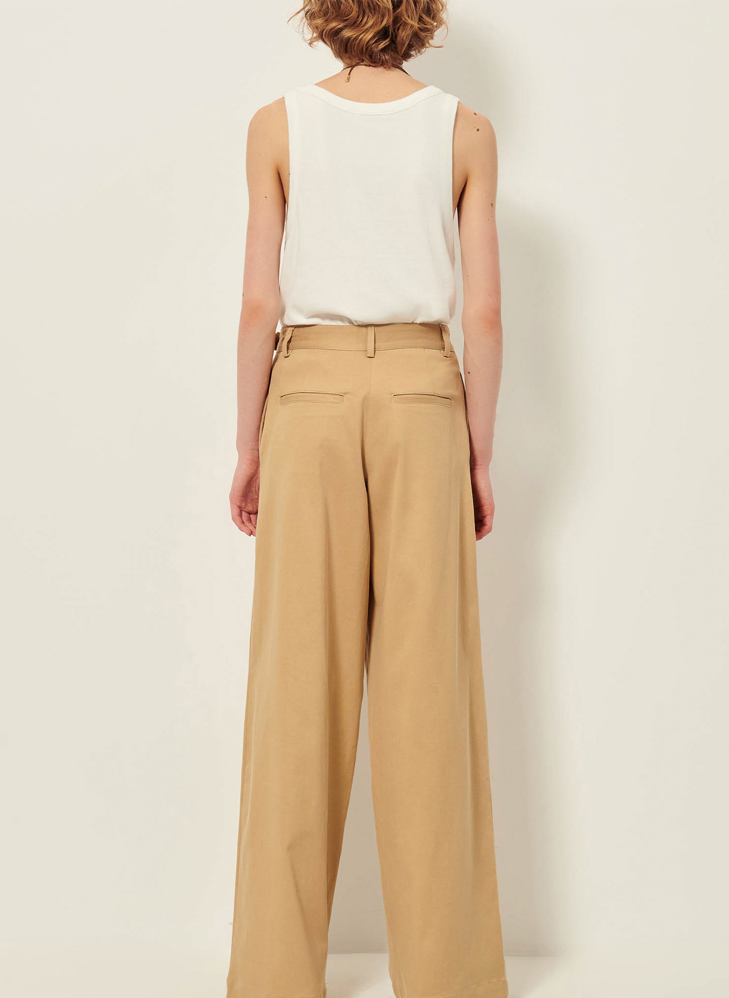 Pantaloni larghi con bretelle SESSUN Beige