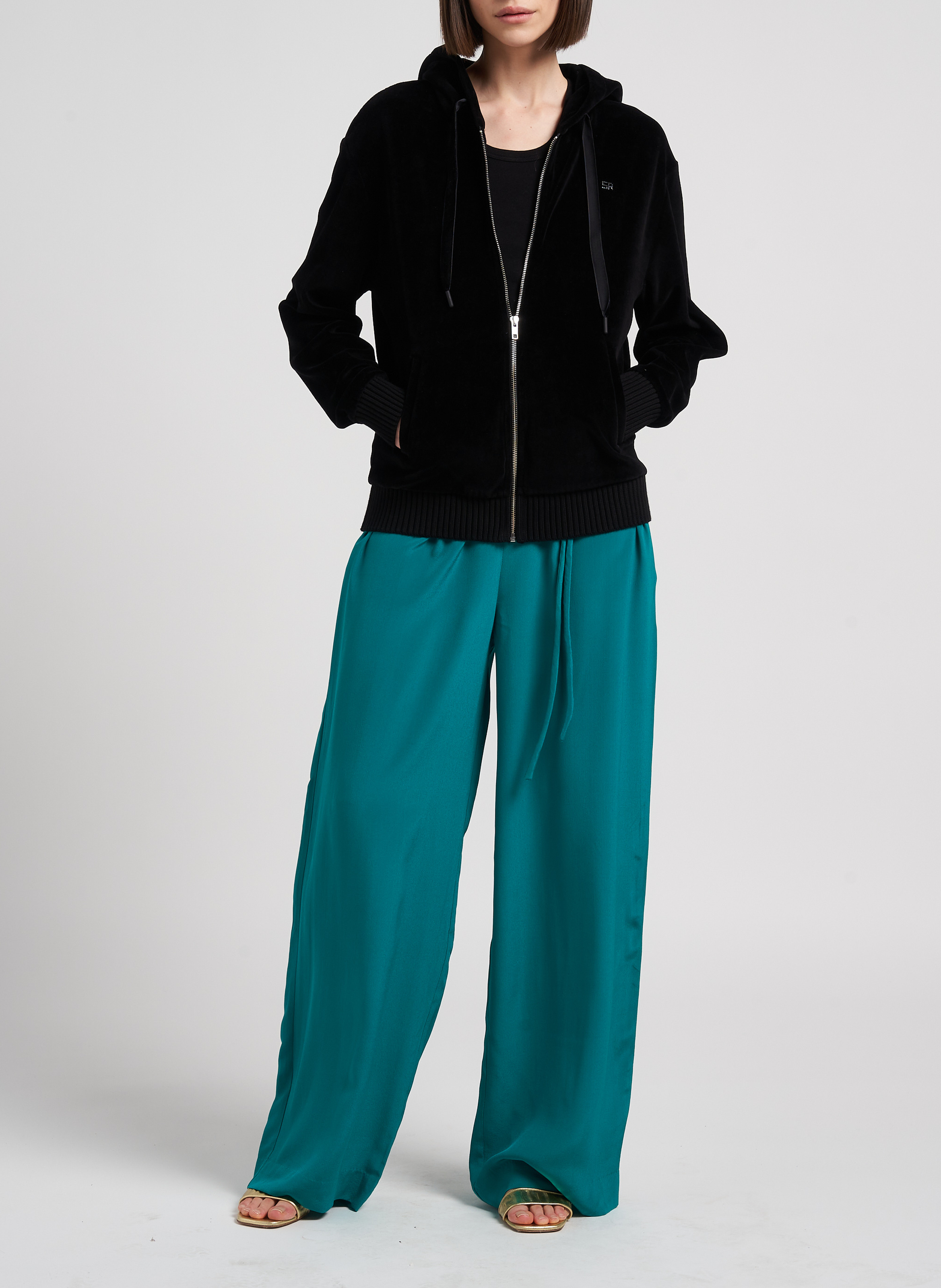 Pantalon palazzo en soie VALENTINE GAUTHIER Bleu