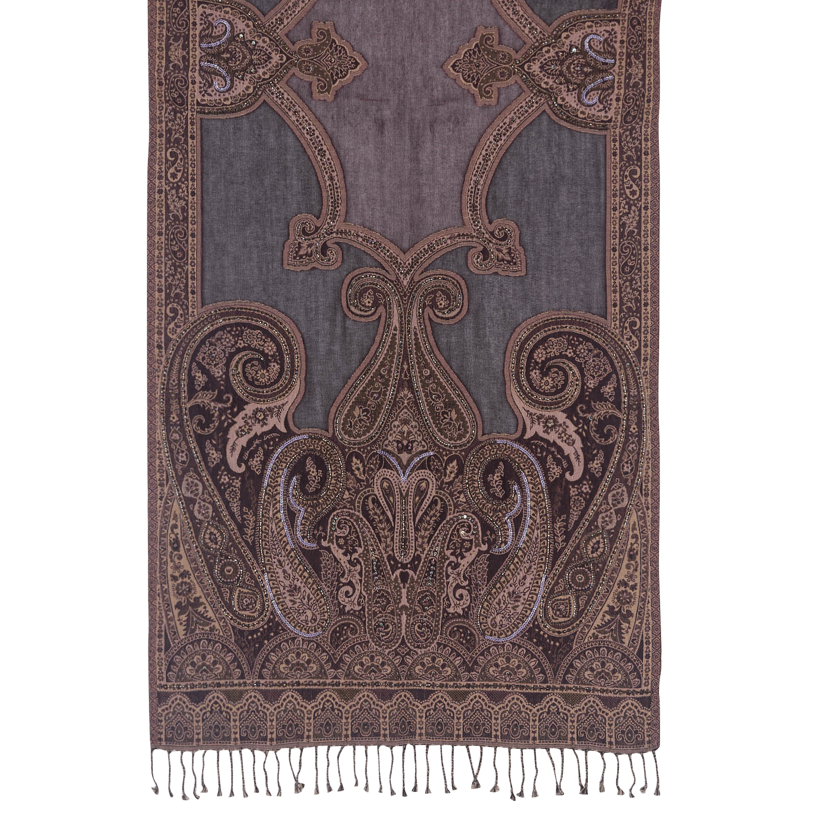 Embroidered wool and cotton scarf LA FEE MARABOUTEE Purple