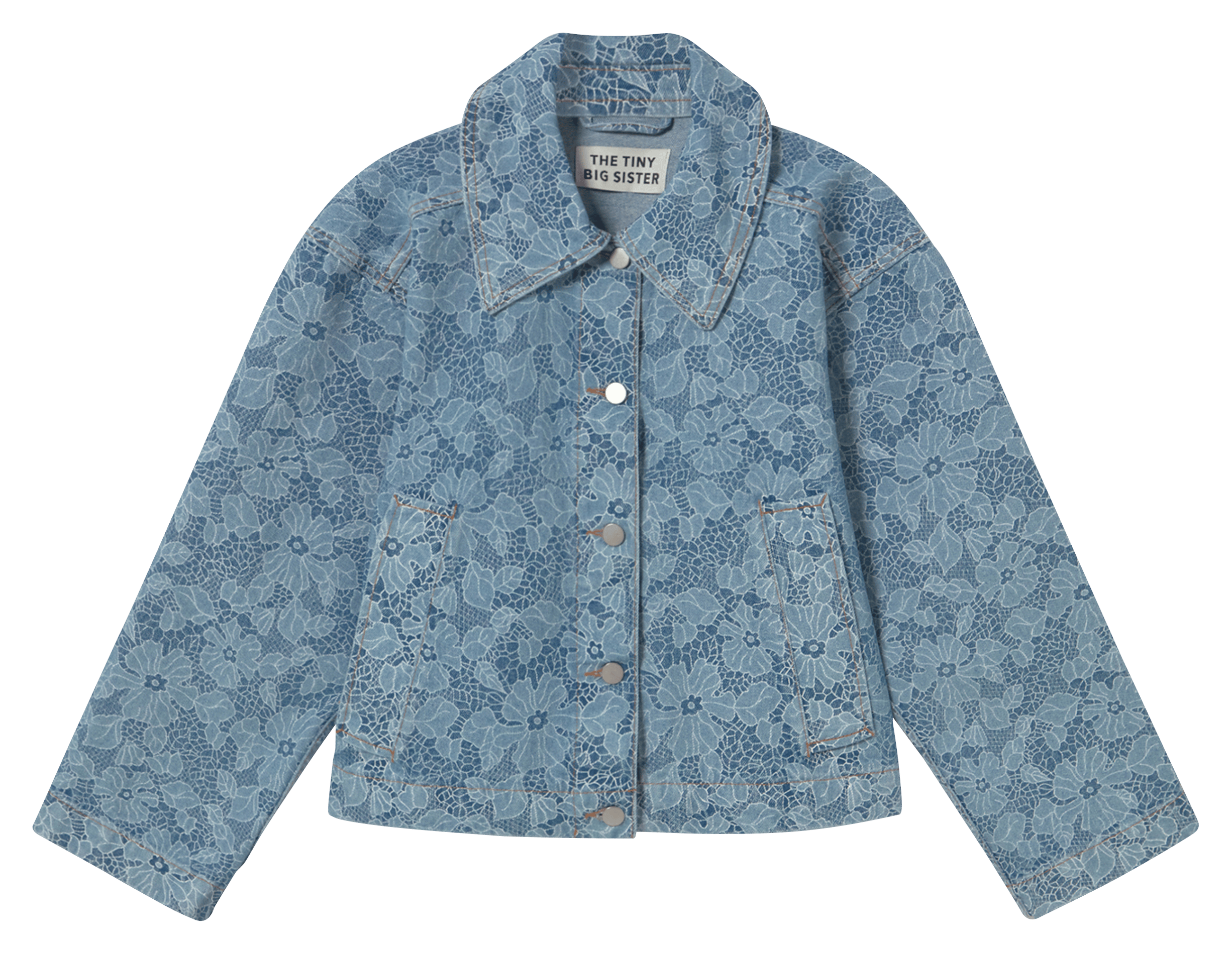 Oversized printed denim jacket THE TINY BIG SISTER Blue