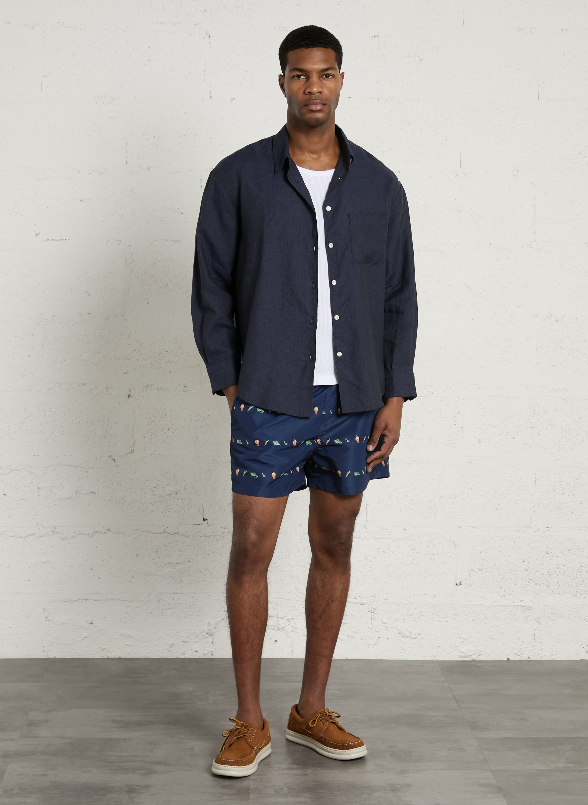 Loose-fit linen shirt with classic collar COLORFUL STANDARD Blue