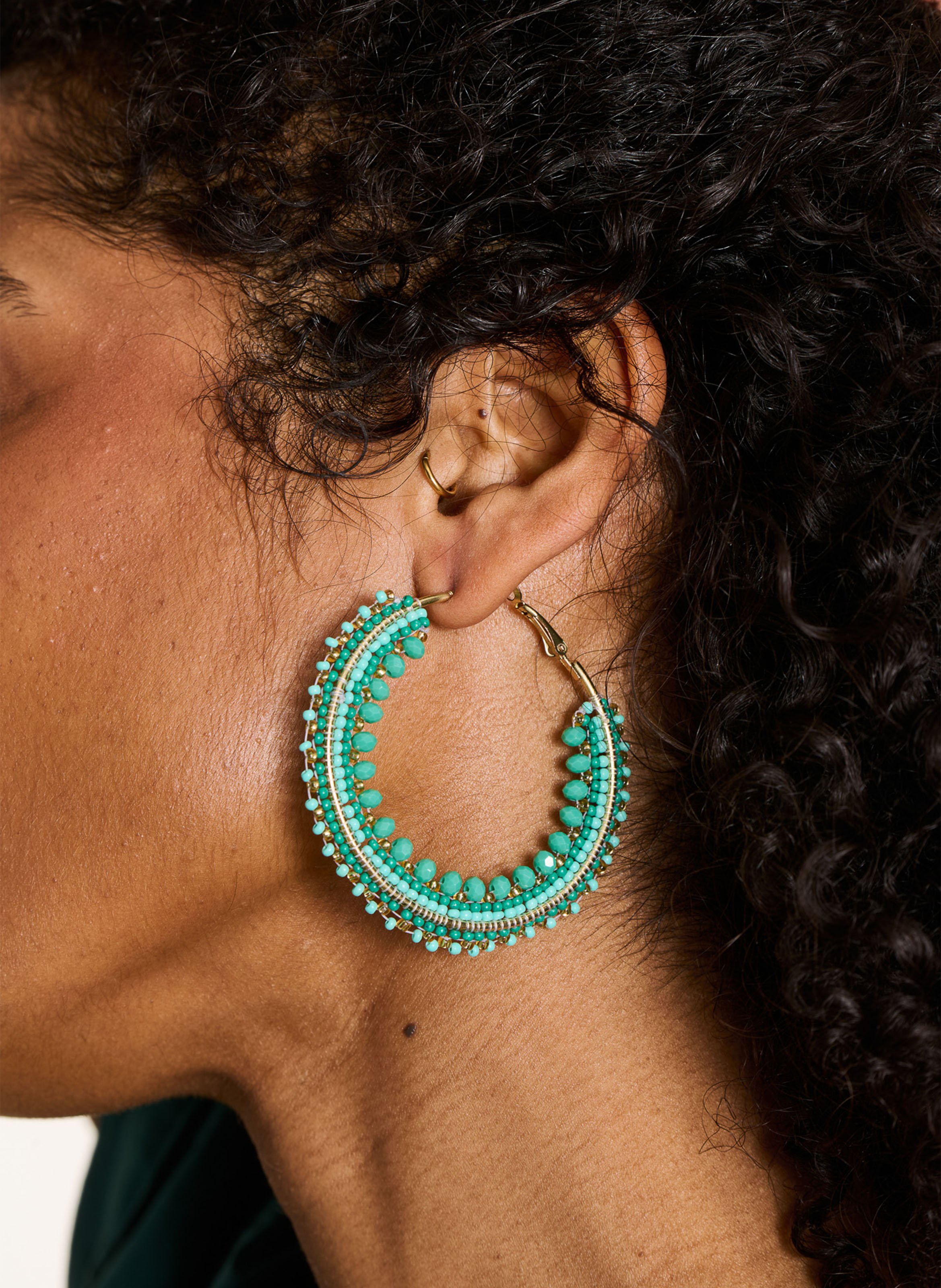 Boucles d'oreille créoles  LA FEE MARABOUTEE Green