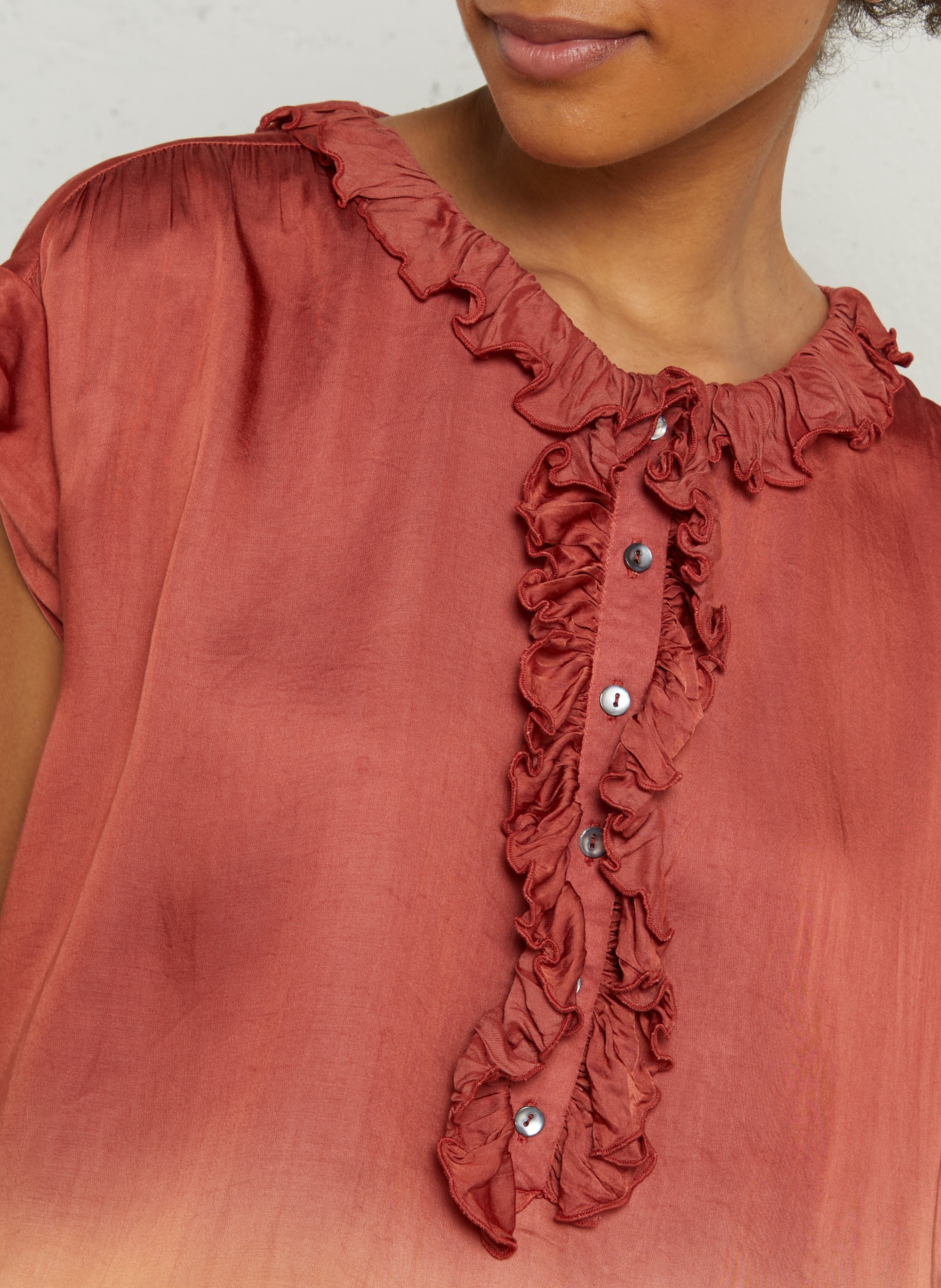 Ruimvallende blouse met ronde hals BELLA JONES Oranje