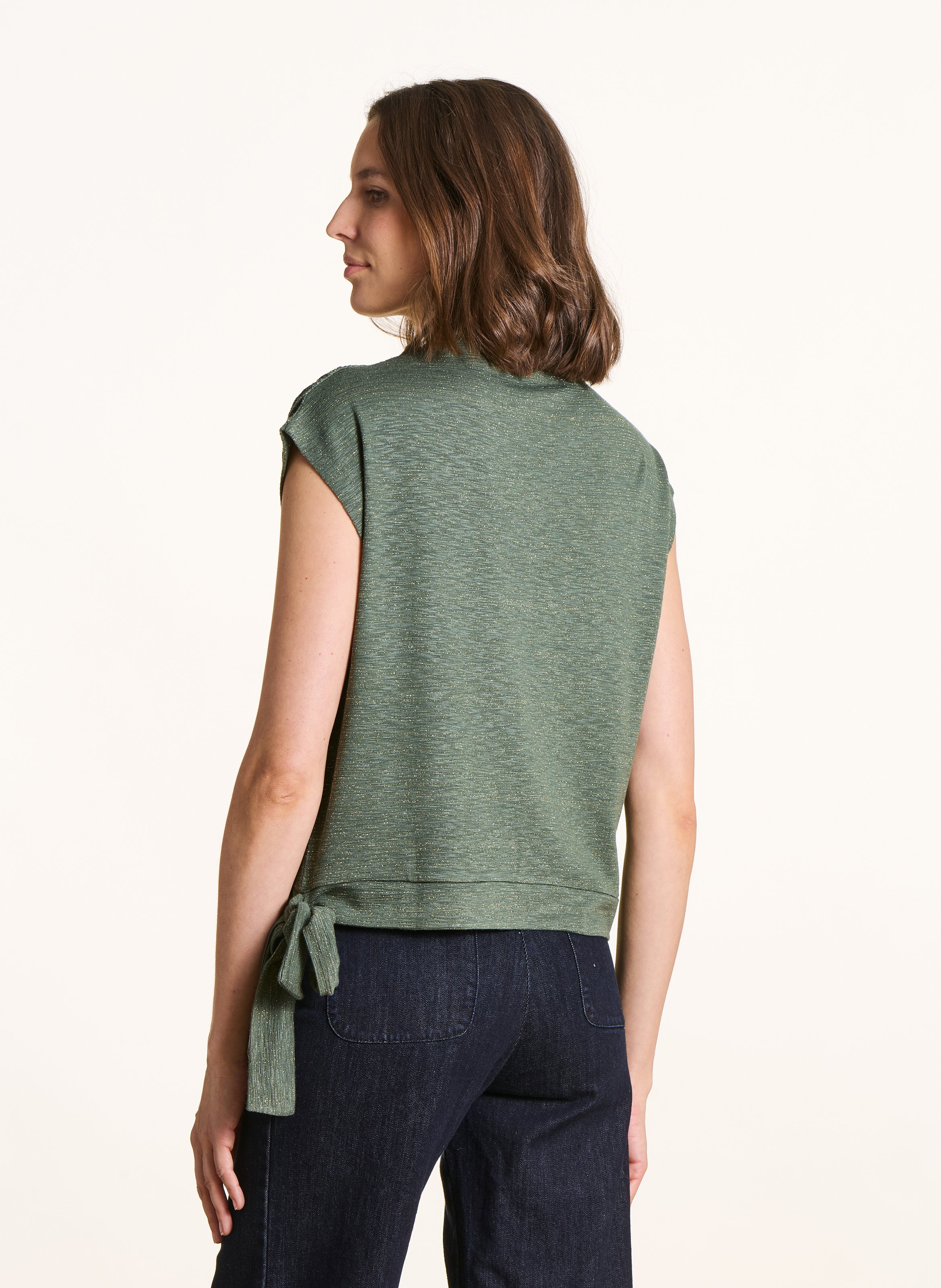 Short-sleeve metallic top LA FEE MARABOUTEE Green