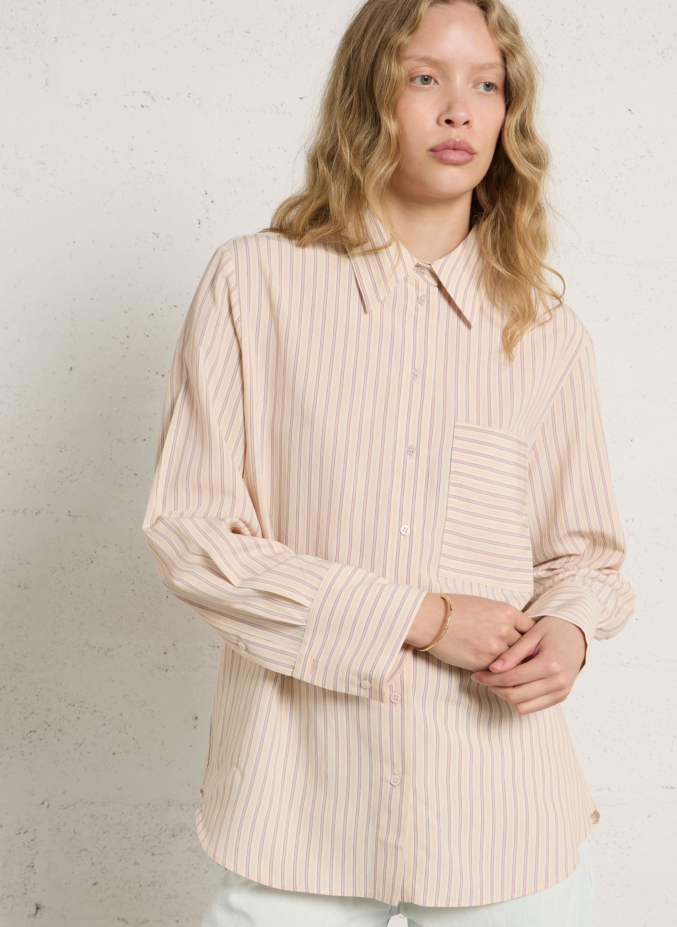 Oversized shirt with classic striped collar BELLEPIECE Orange