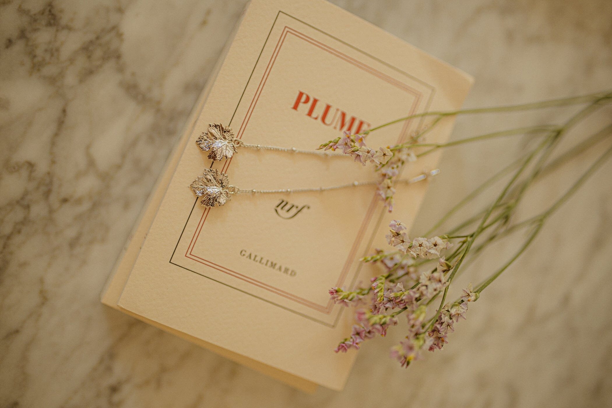 Silver-plated leaf drop earrings MONSIEUR SIMONE Silver