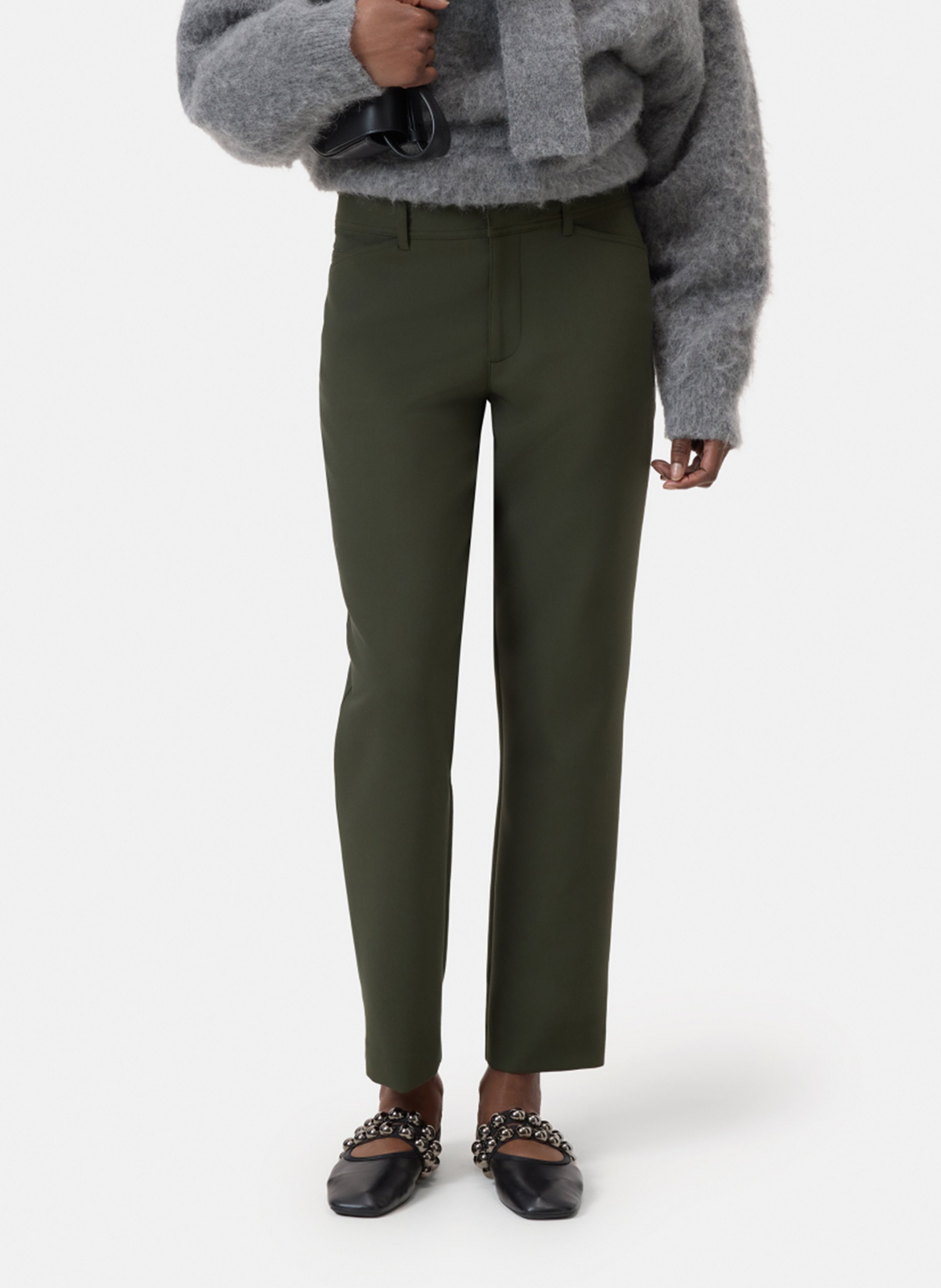 Pantalon cigarette en coton bio mélangé CLOSED Vert