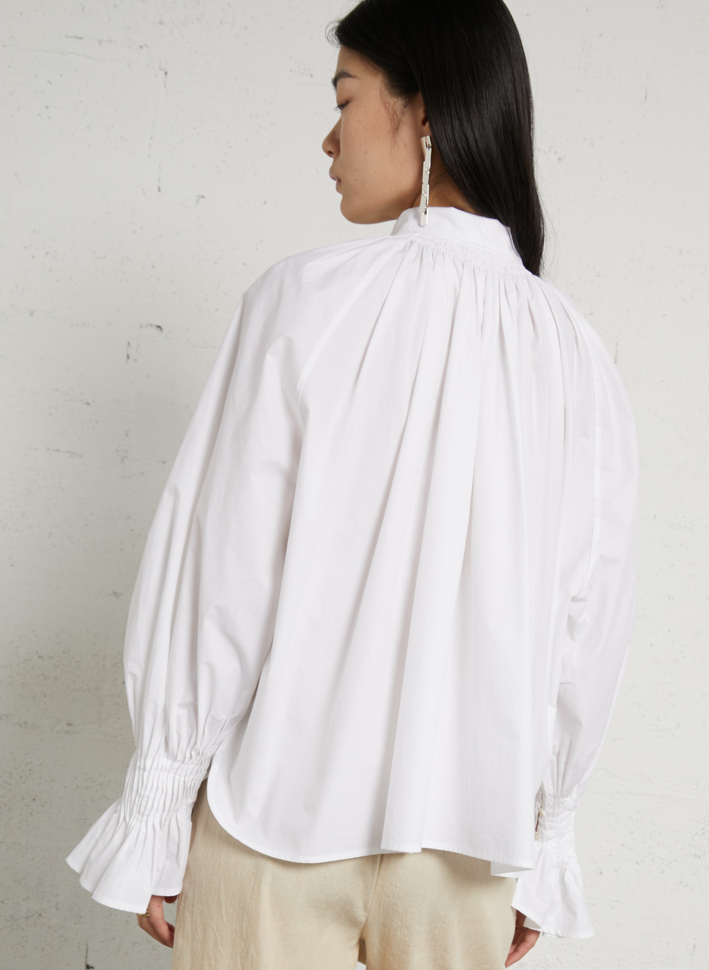 V-neck checked shirt LAURENCE BRAS White