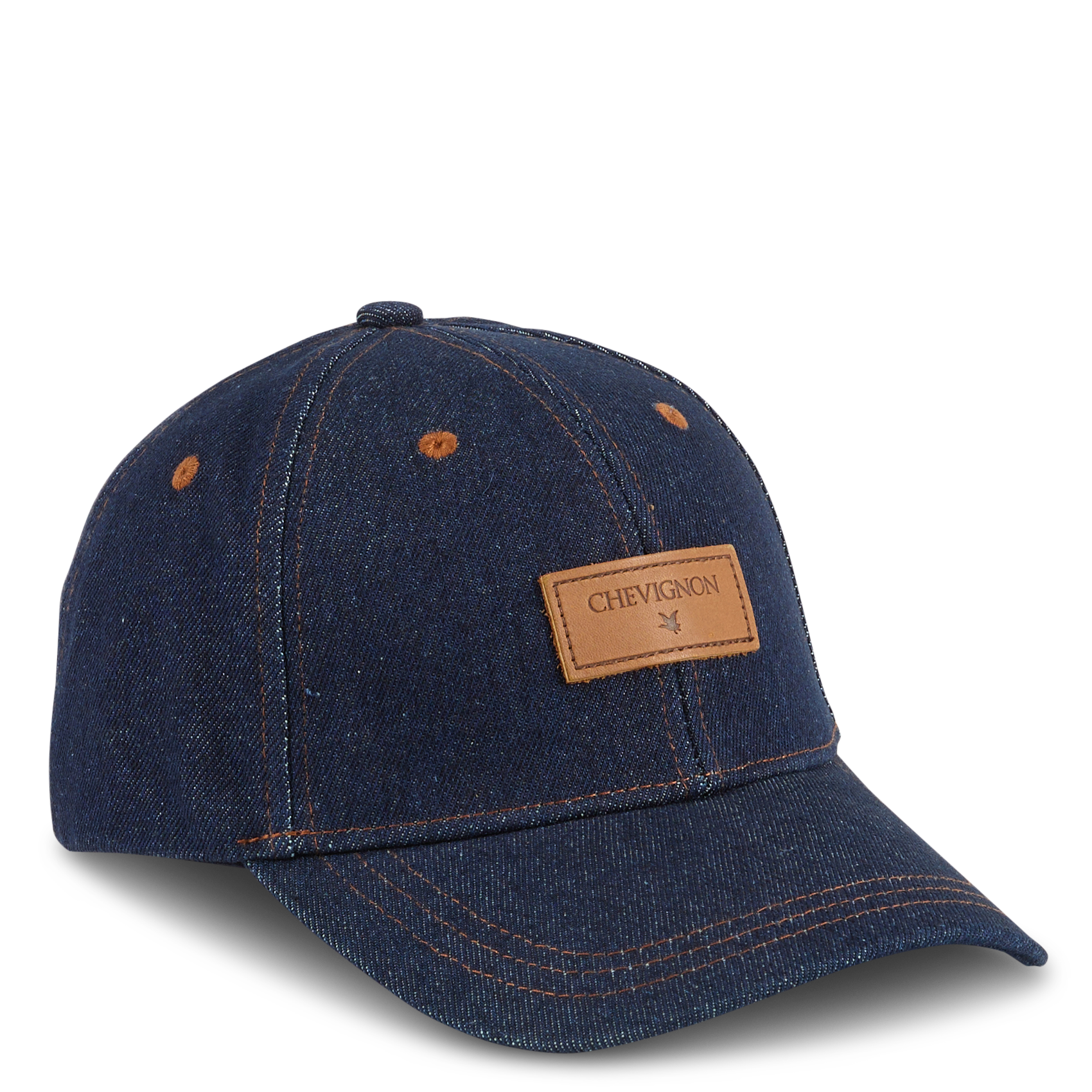 Kappe mit Patch aus raw Denim CHEVIGNON Blau