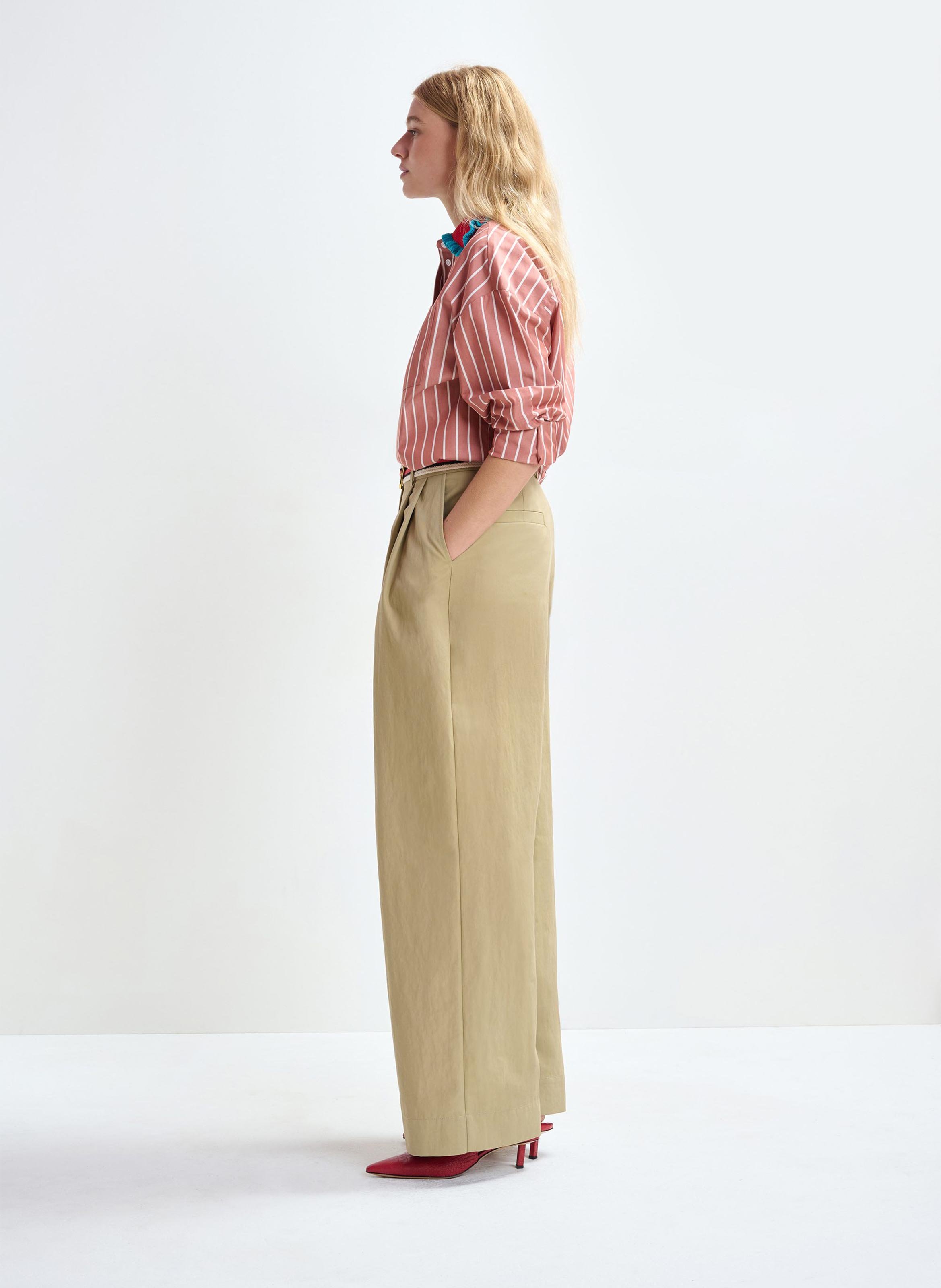 Camicia oversize collo classico in cotone a righe ESSENTIEL ANTWERP Arancio