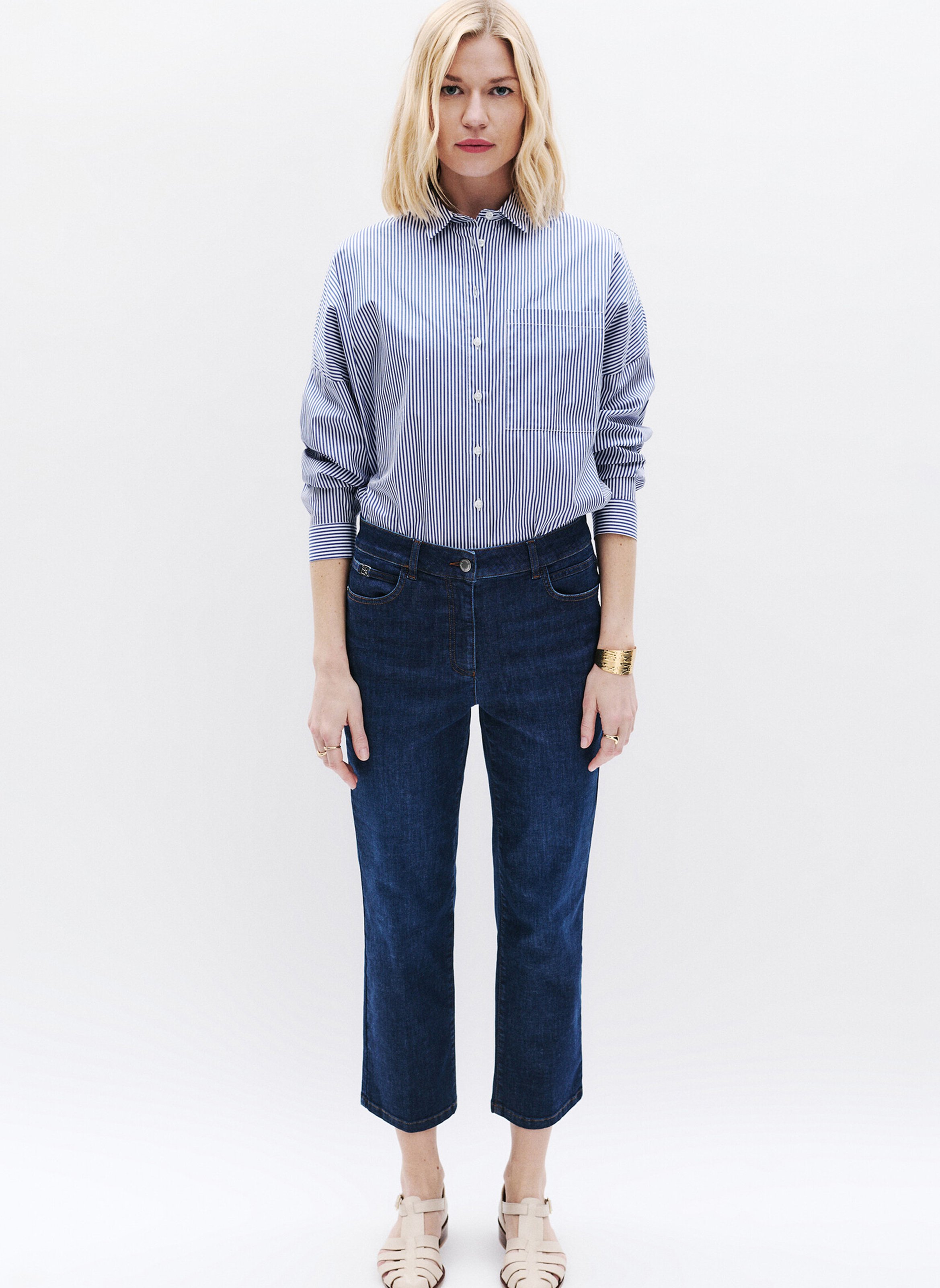 Denim cropped pants CAROLL Blue