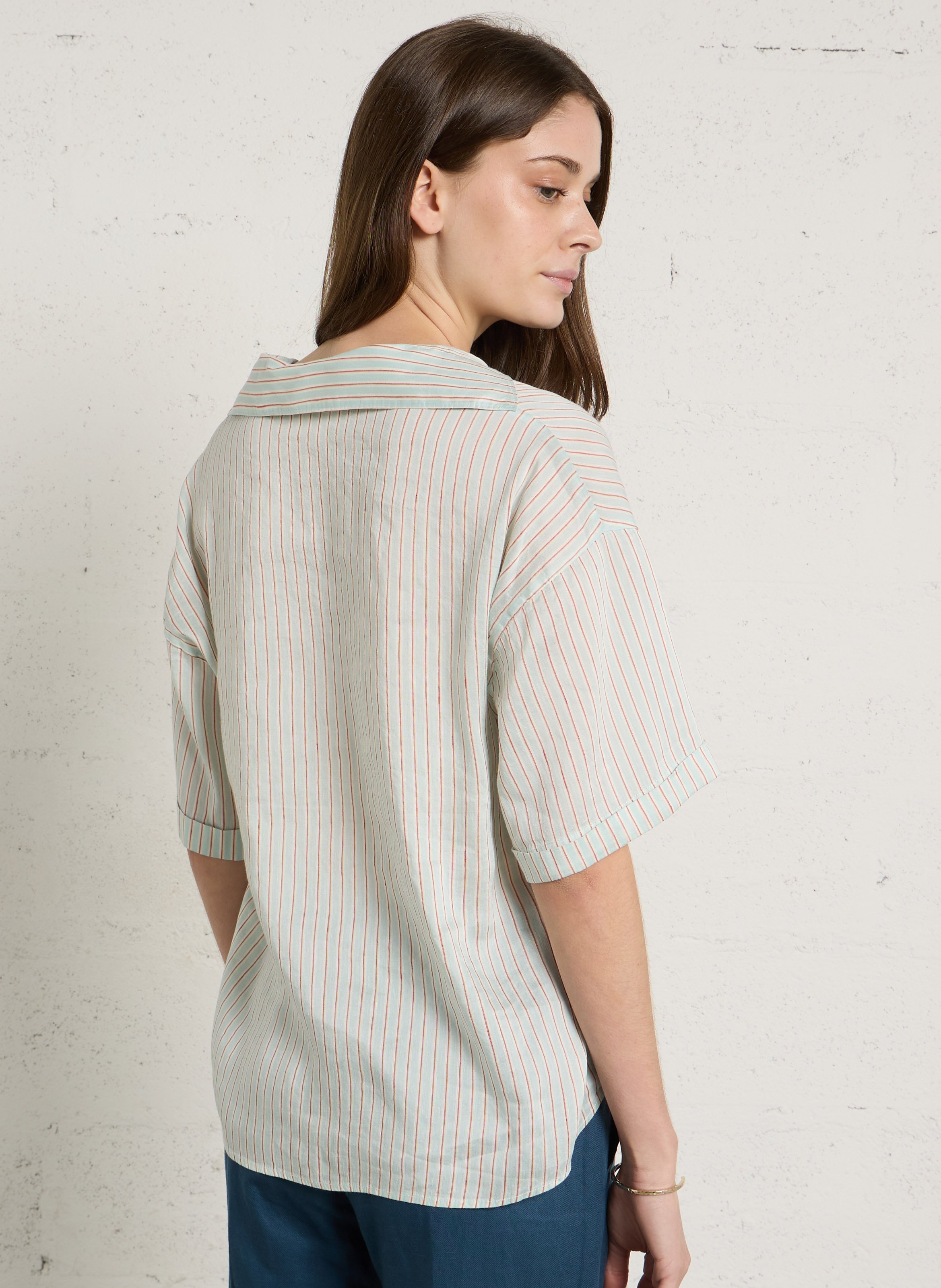Blouse col classique en lin mélangé DIEGA Multicolore