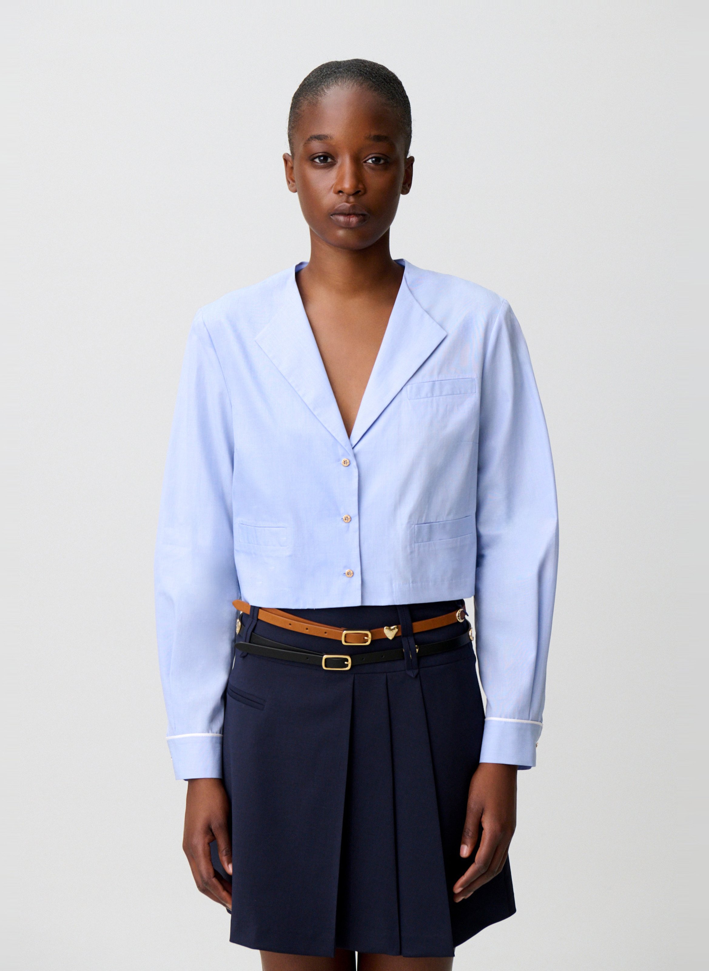 Katoenen blouse met V-hals CLAUDIE PIERLOT Blauw