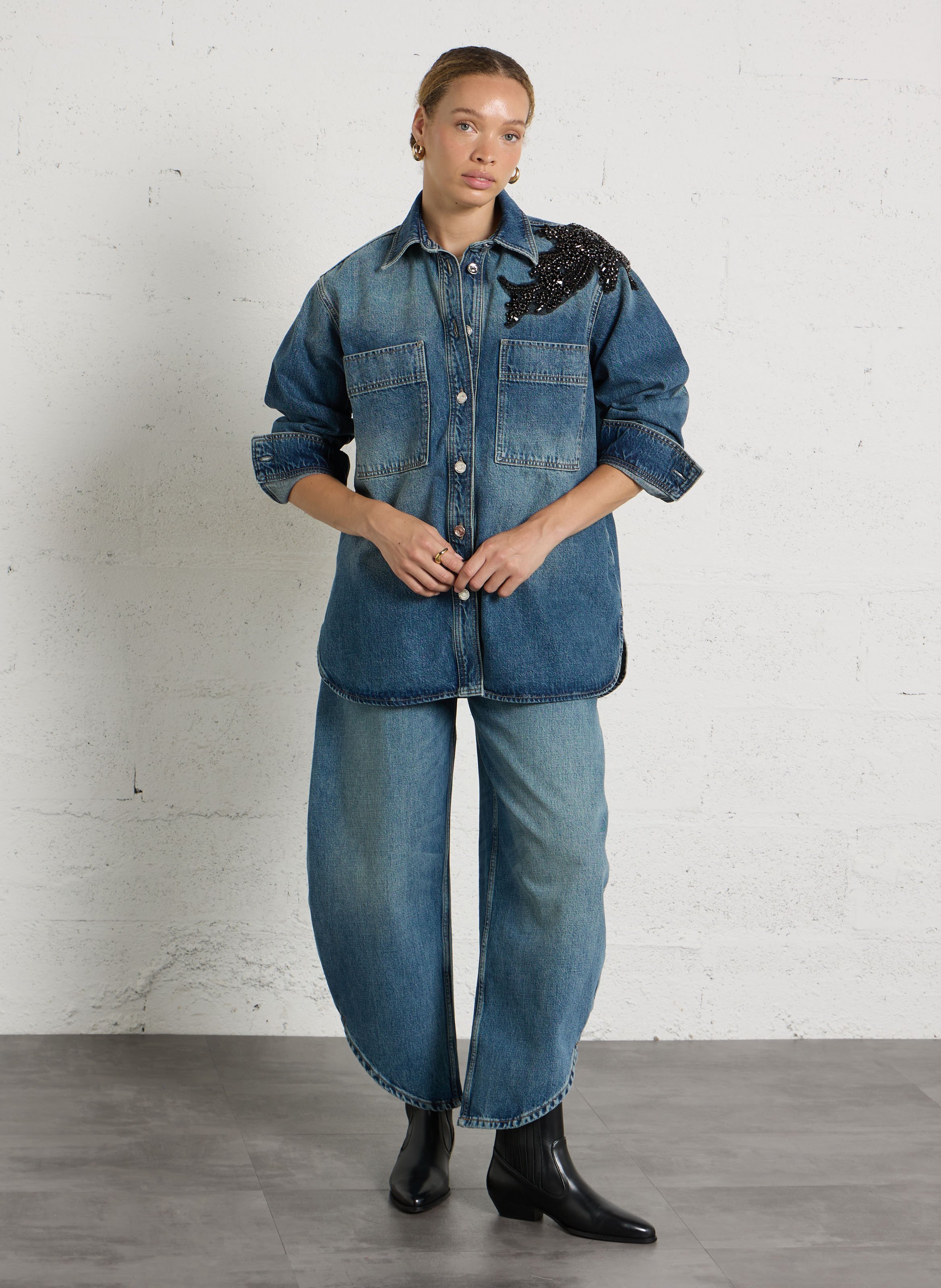 Oversize Denimjacke aus Baumwolle LIU JO Blau