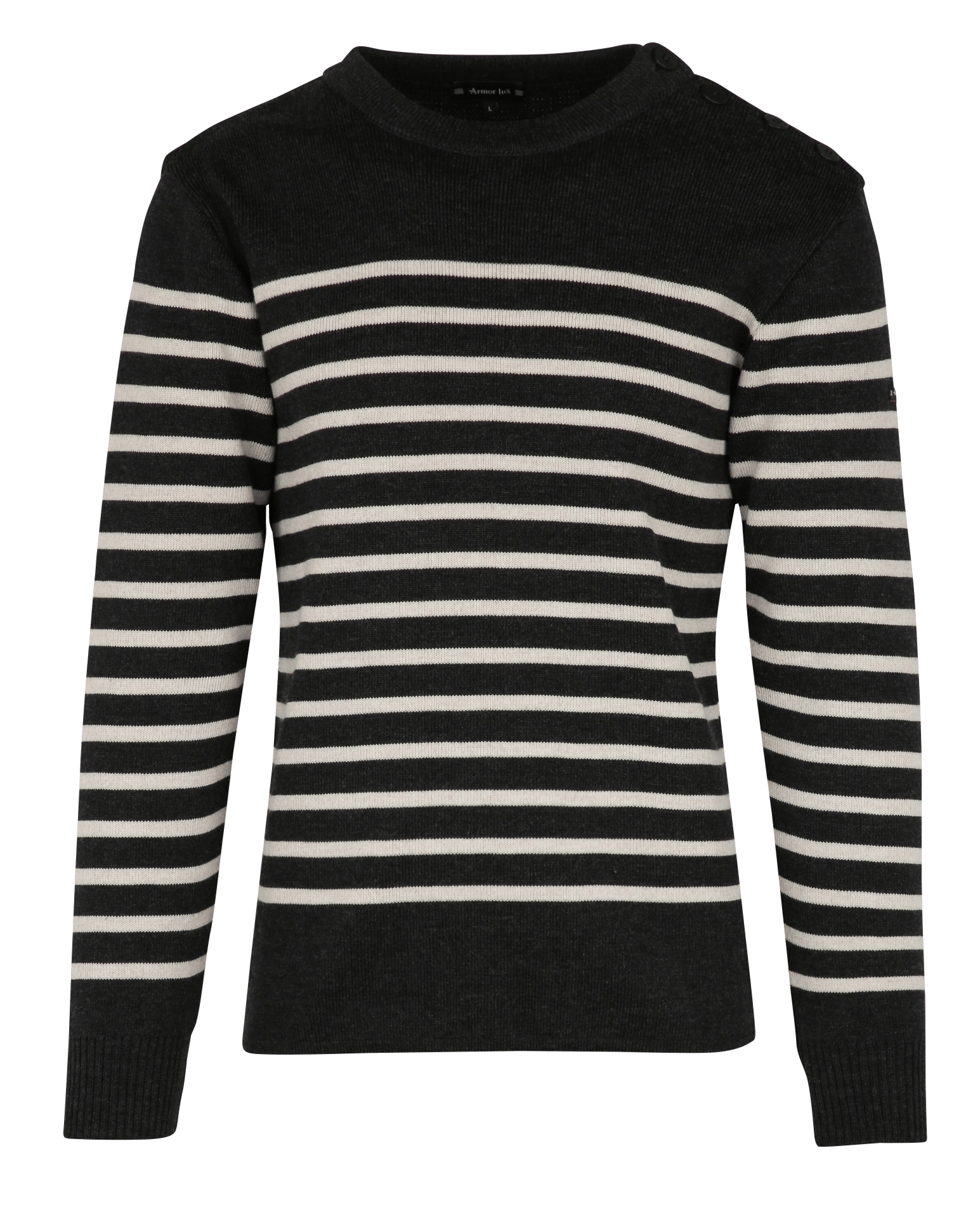 Striped round-neck wool-blend sweater ARMOR LUX Grey